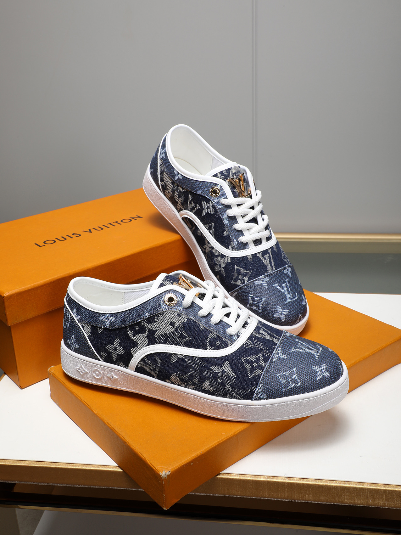 Louis Vuitton Denim Monogram Sneakers: Casual Style, Durable Rubber Sole 5 i1741683515082 1946 0 3