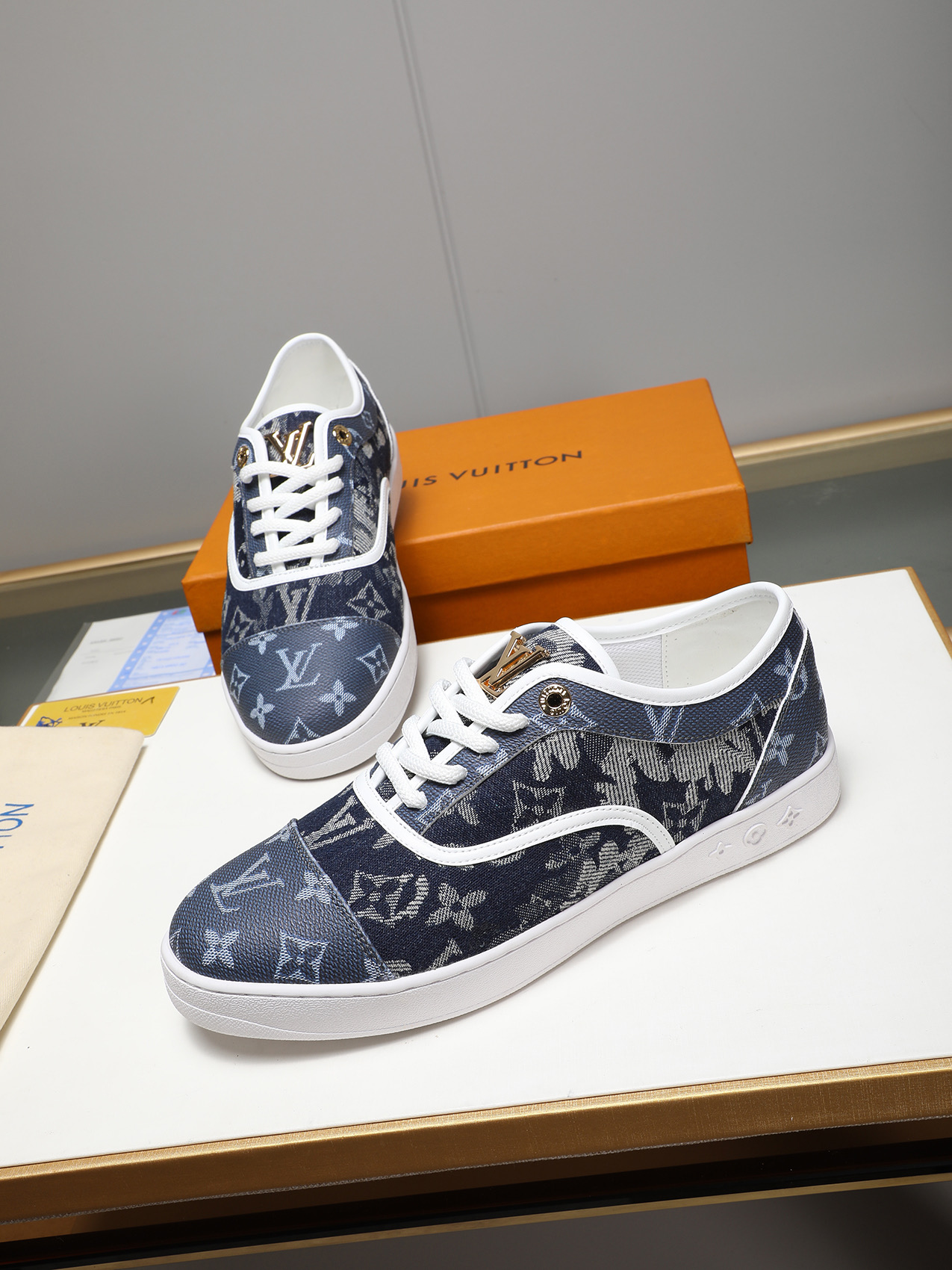Louis Vuitton Denim Monogram Sneakers: Casual Style, Durable Rubber Sole 9 i1741683515084 1127 0 7