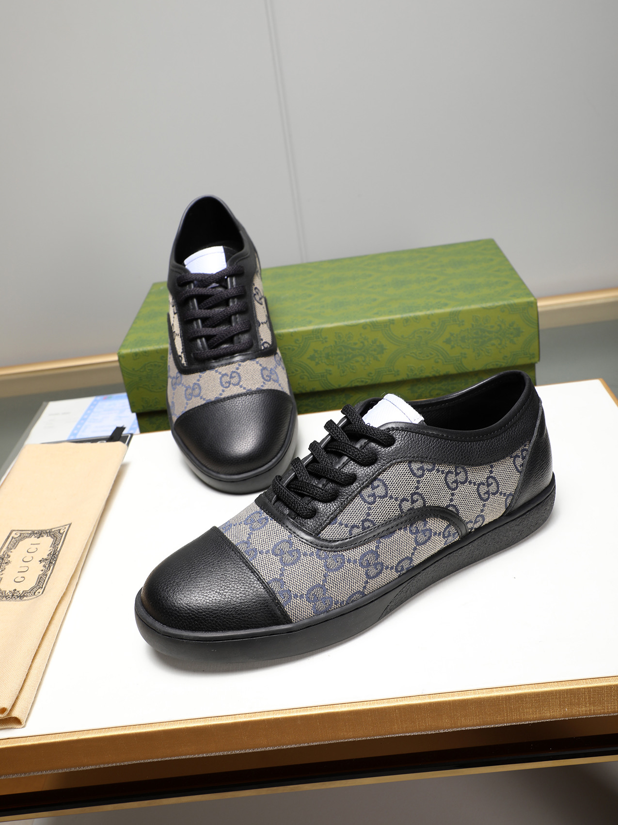 Gucci Men's Leather and Canvas Lace-Up Sneakers - Classic Design, Comfortable Fit 7 i1741683611180 7058 0 5