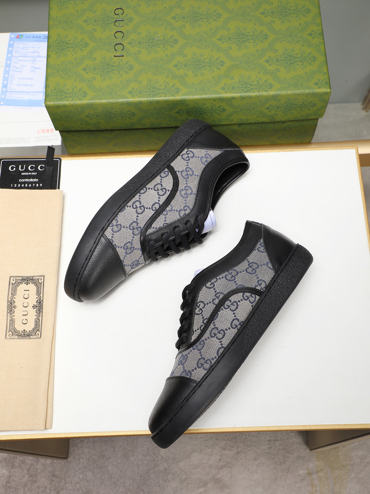 Gucci Men's Leather and Canvas Lace-Up Sneakers - Classic Design, Comfortable Fit 8 i1741683612025 9500 0 6