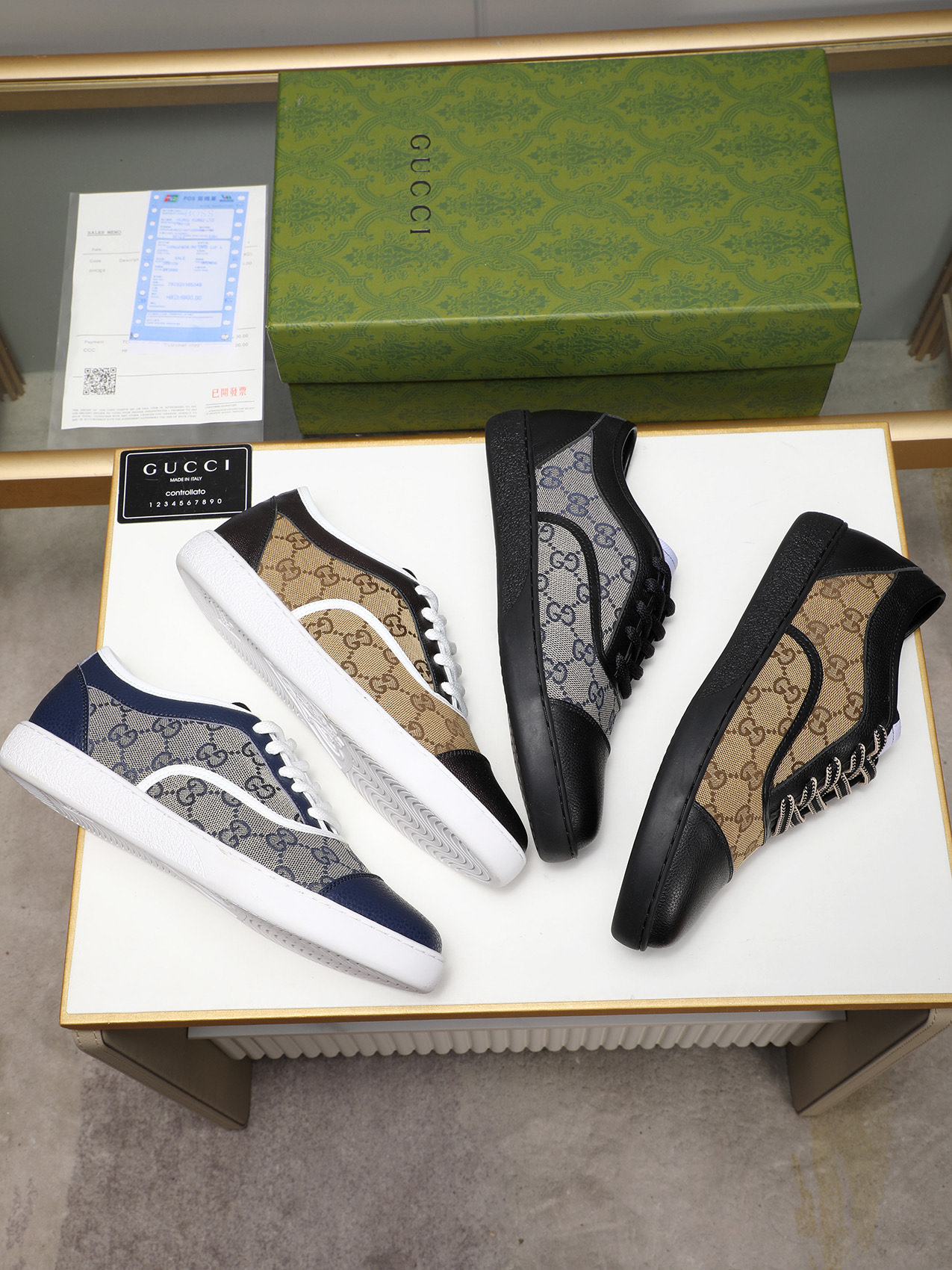 Gucci Men's Leather and Canvas Lace-Up Sneakers - Classic Design, Comfortable Fit 10 i1741683612027 6132 0 8