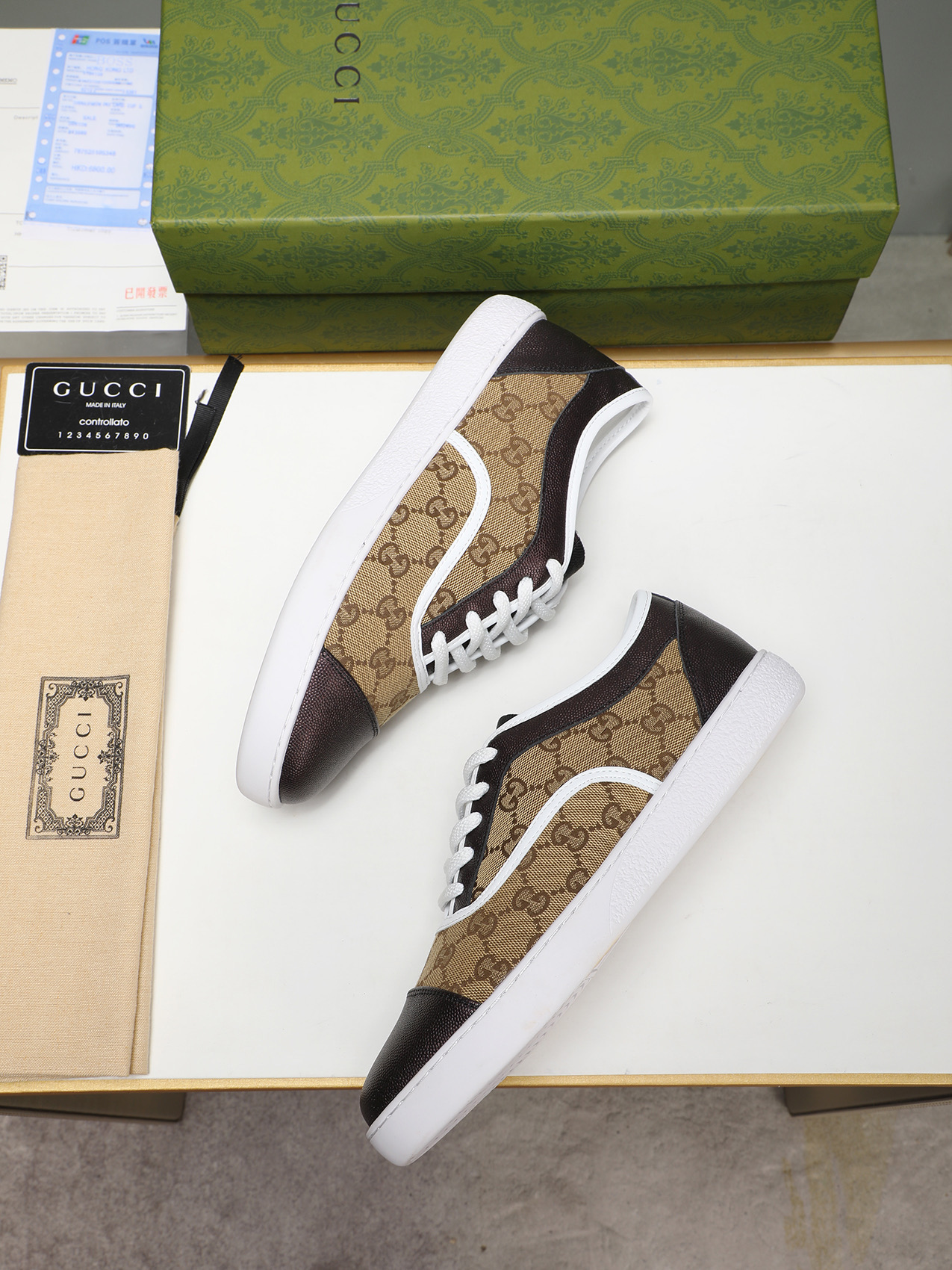 Gucci Men's Brown Leather Sneakers with GG Monogram Canvas, Sizes 38-44 9 i1741683672559 5661 0 7