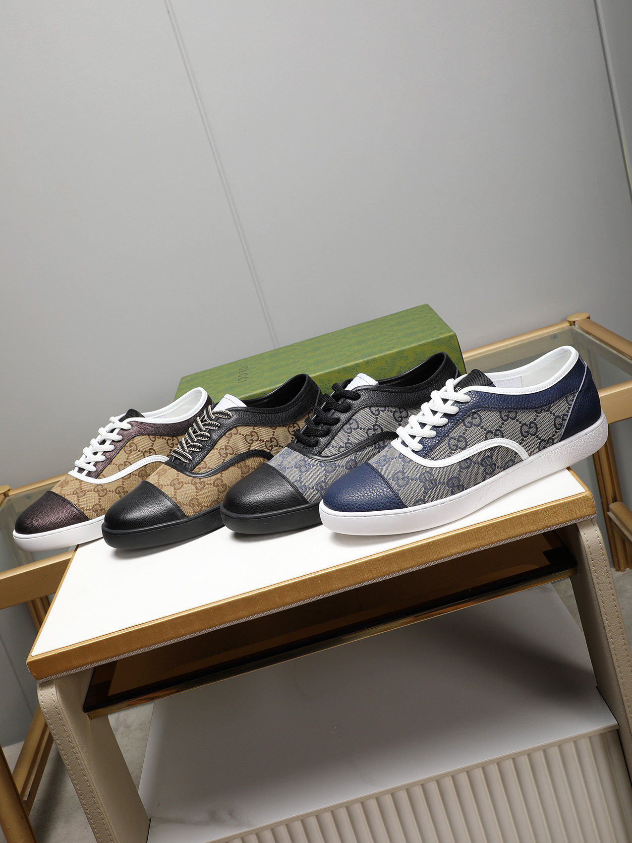 Gucci Men's Leather Trim Logo Sneakers, Blue, Sizes 38-44 10 i1741683692583 3012 0 8