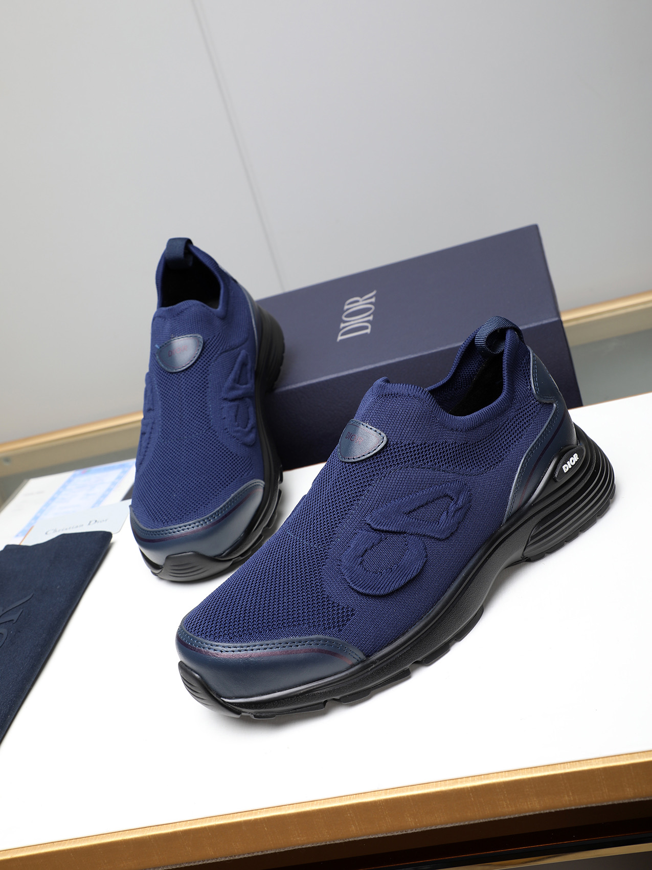 Dior Chrono Navy Blue Knit Sneakers, Casual Running Shoes, Size 38-44 9 i1741855975799 4817 0 8