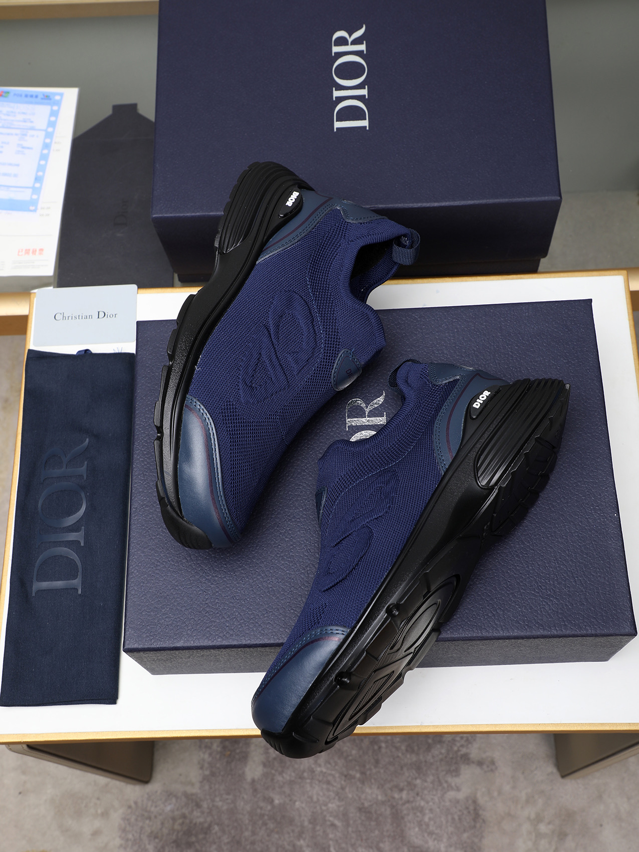 Dior Chrono Navy Blue Knit Sneakers, Casual Running Shoes, Size 38-44 8 i1741855976728 8412 0 6