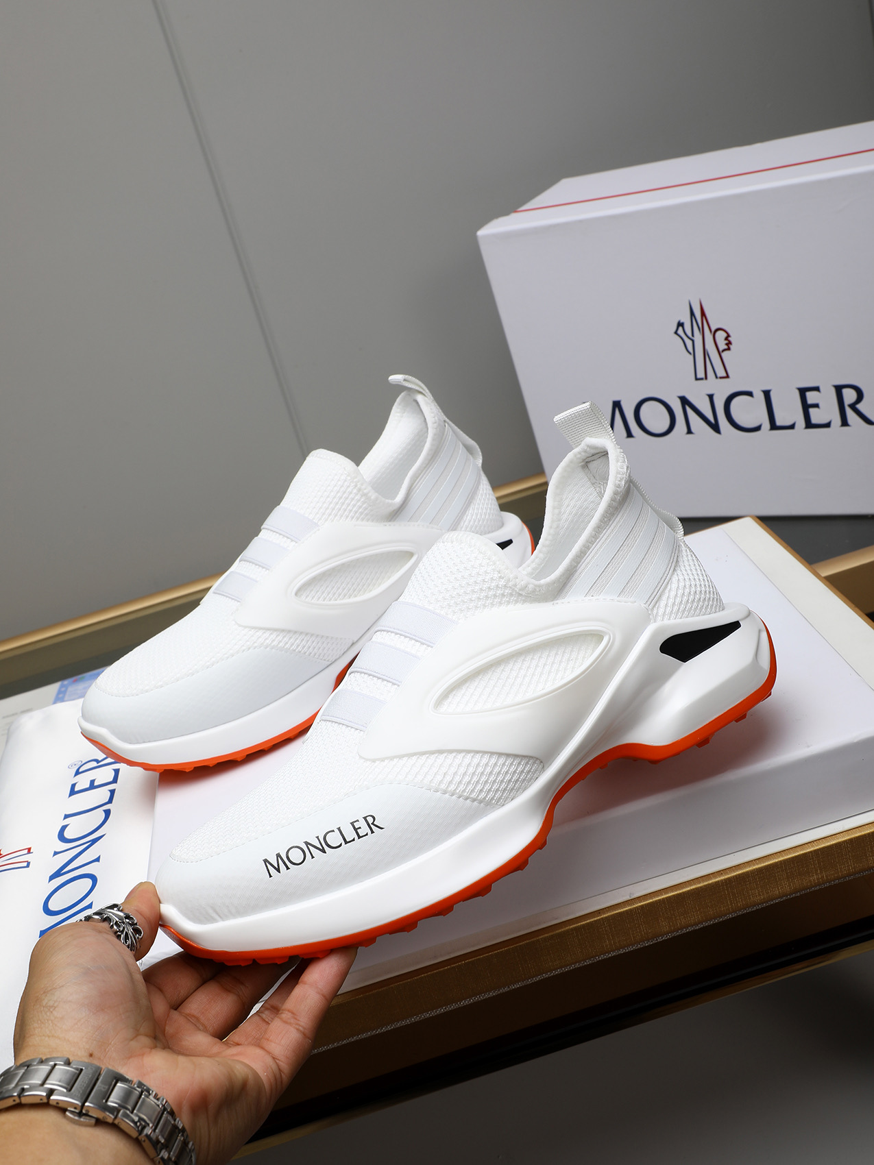 Moncler Men's White Outdoor Slip-On Sneakers - Breathable, Comfortable 3 i1741856616862 8487 0 1