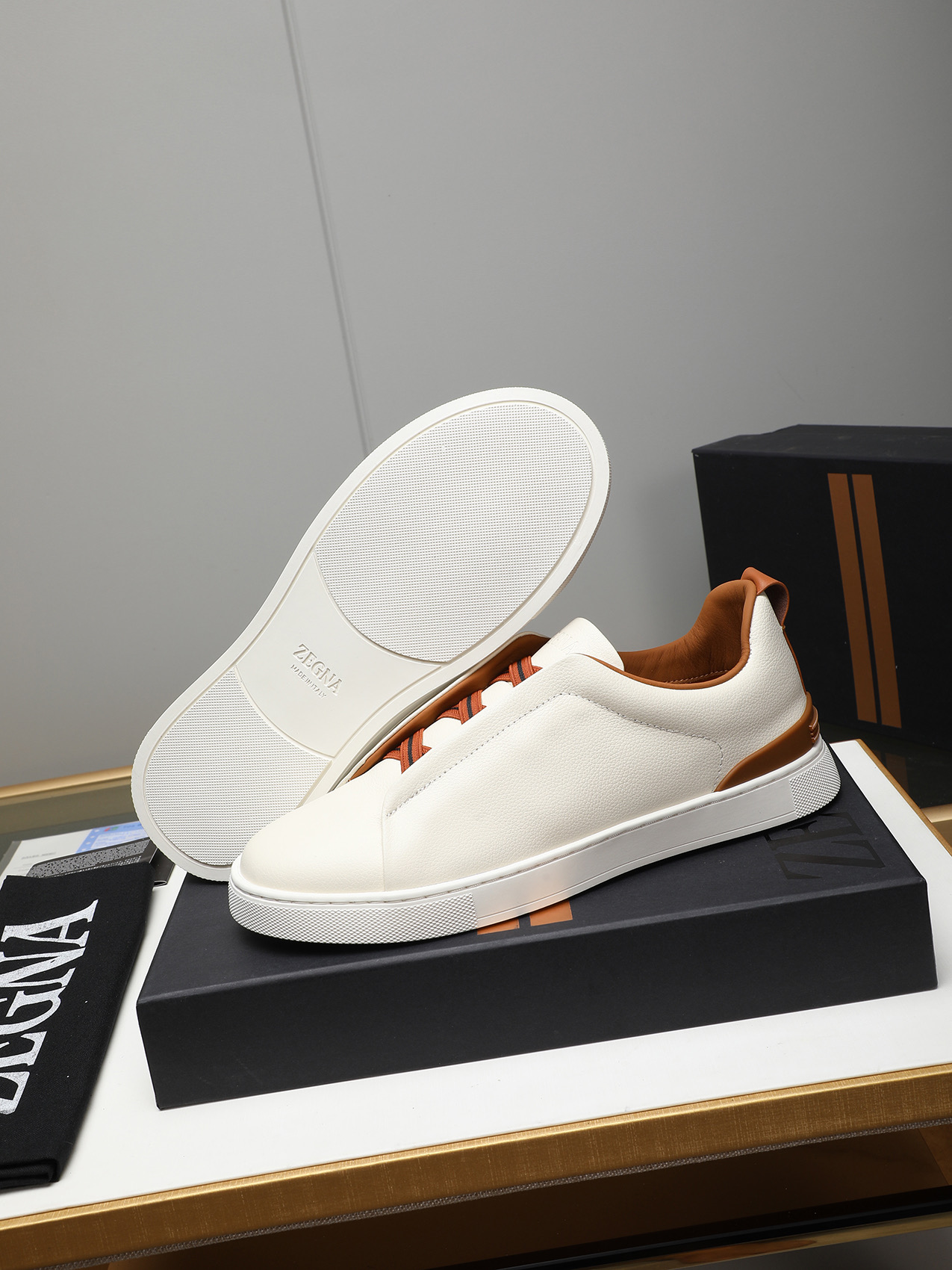 Zegna Men's Leather Slip-On Sneakers - Simple, Classic, and Comfortable 4 i1742028494710 6109 0 2