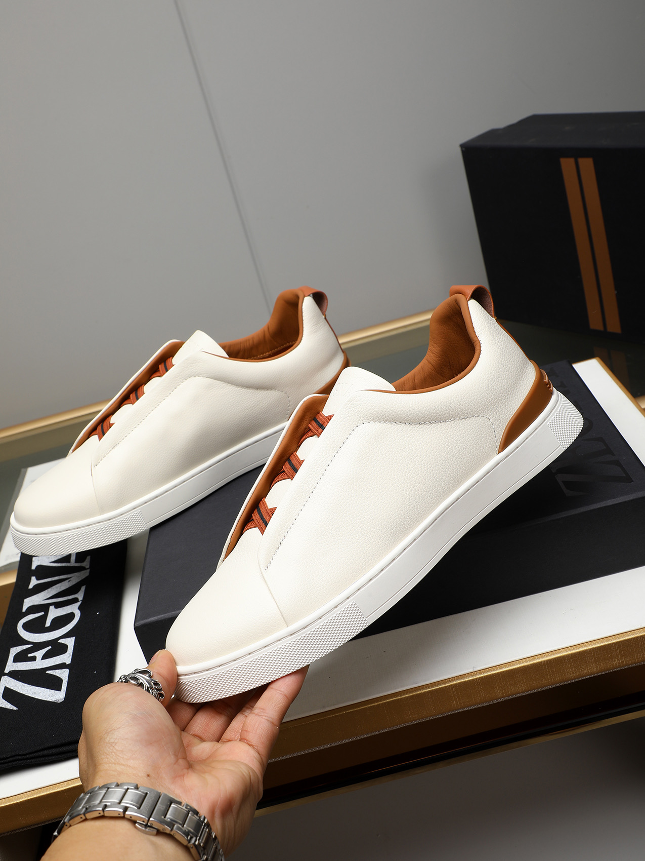 Zegna Men's Leather Slip-On Sneakers - Simple, Classic, and Comfortable 3 i1742028494972 2882 0 1