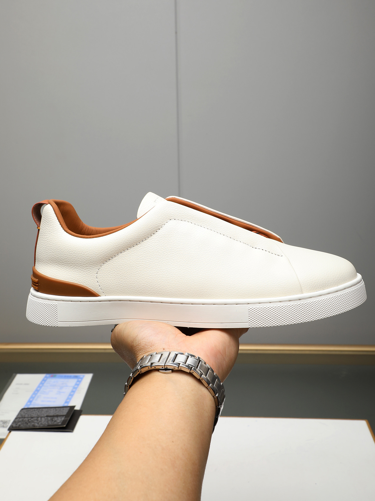 Zegna Men's Leather Slip-On Sneakers - Simple, Classic, and Comfortable