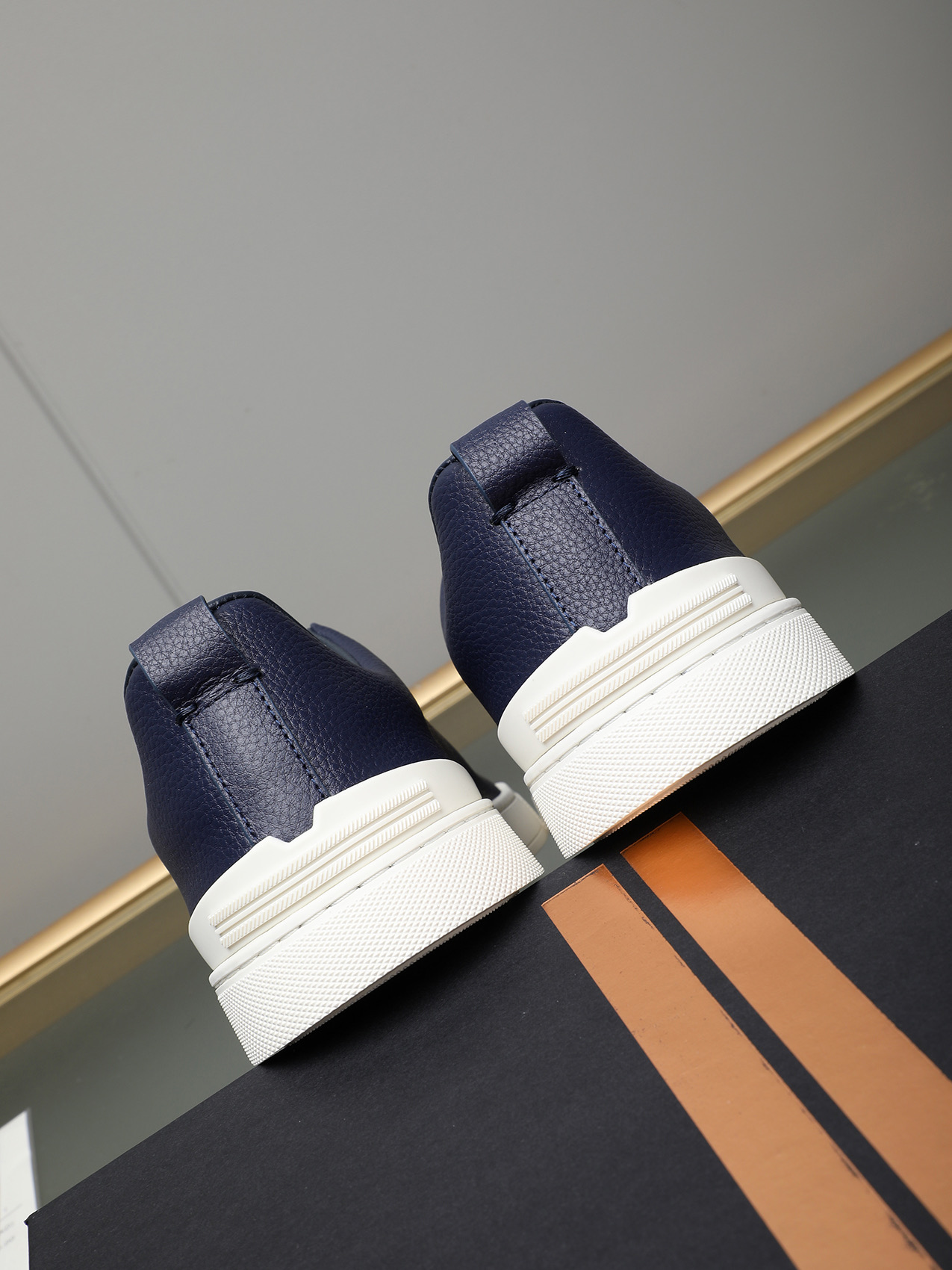 Zegna Men's Blue Leather Slip-On Sneakers, Sizes 38-44 - Original Quality 6 i1742028510907 7658 0 4