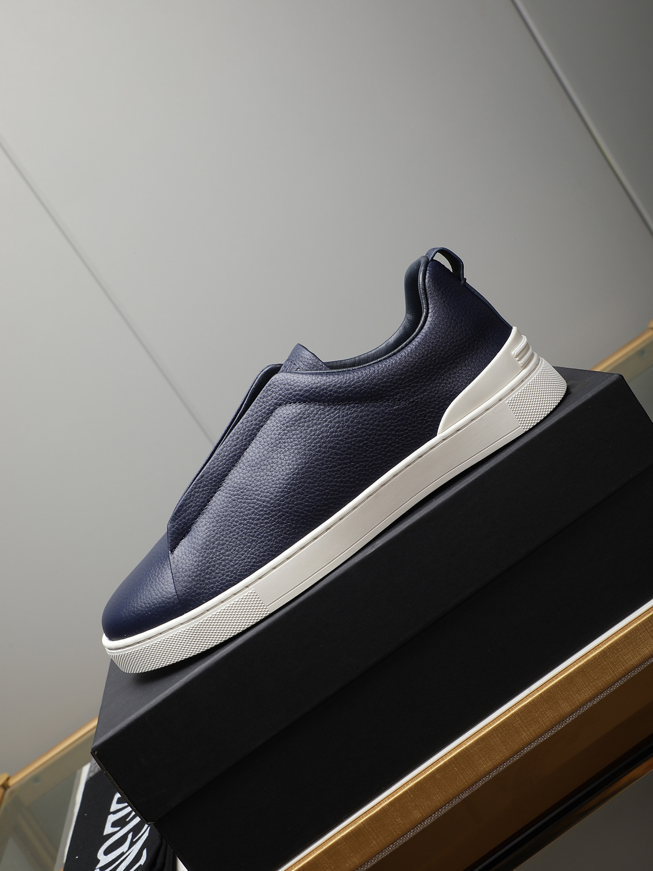 Zegna Men's Blue Leather Slip-On Sneakers, Sizes 38-44 - Original Quality 7 i1742028511149 6103 0 5