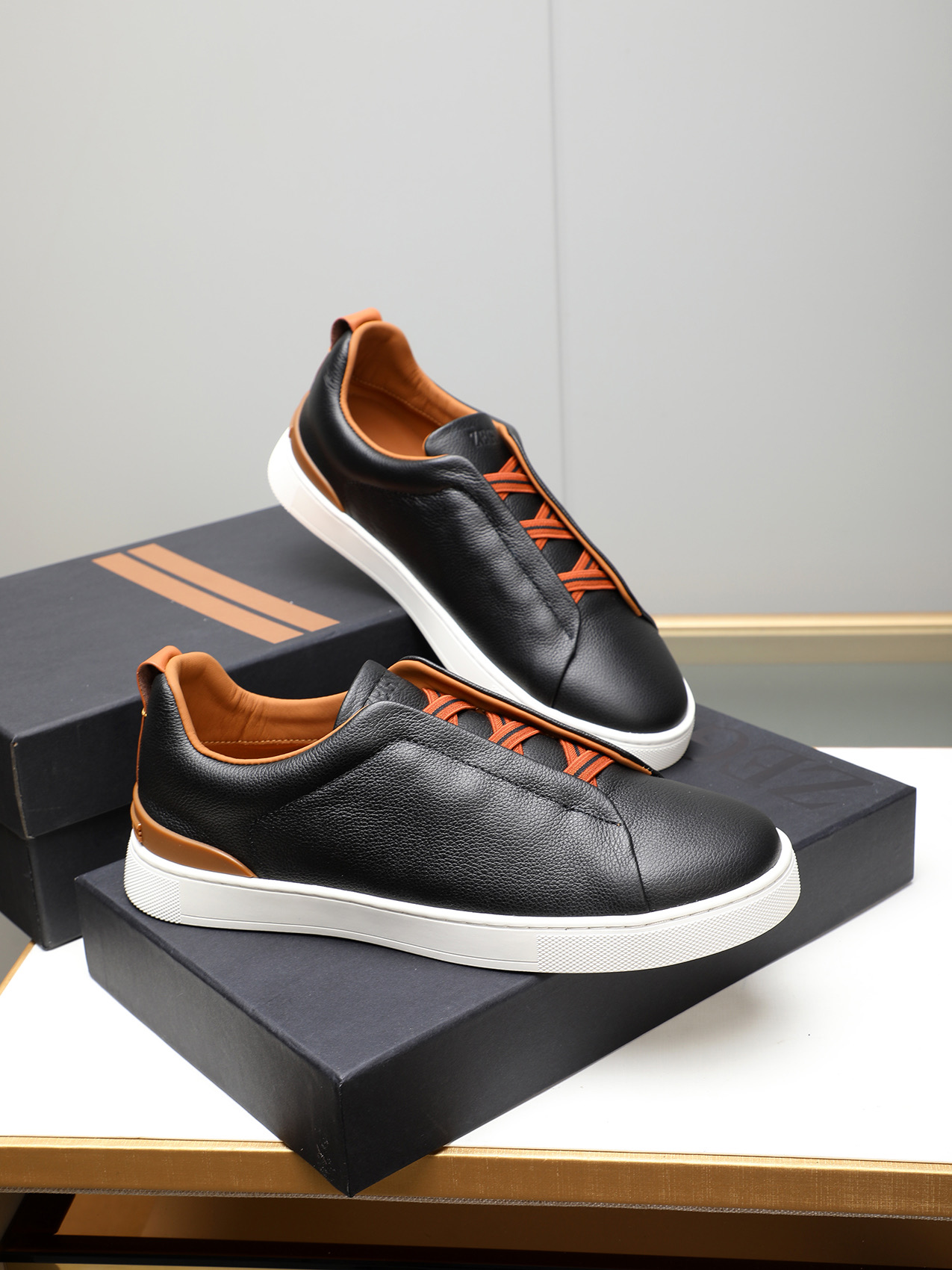 Zegna Men's Black Leather Slip-On Sneakers, Sizes 38-44 - Simple and Classic 5 i1742028536330 6851 0 3