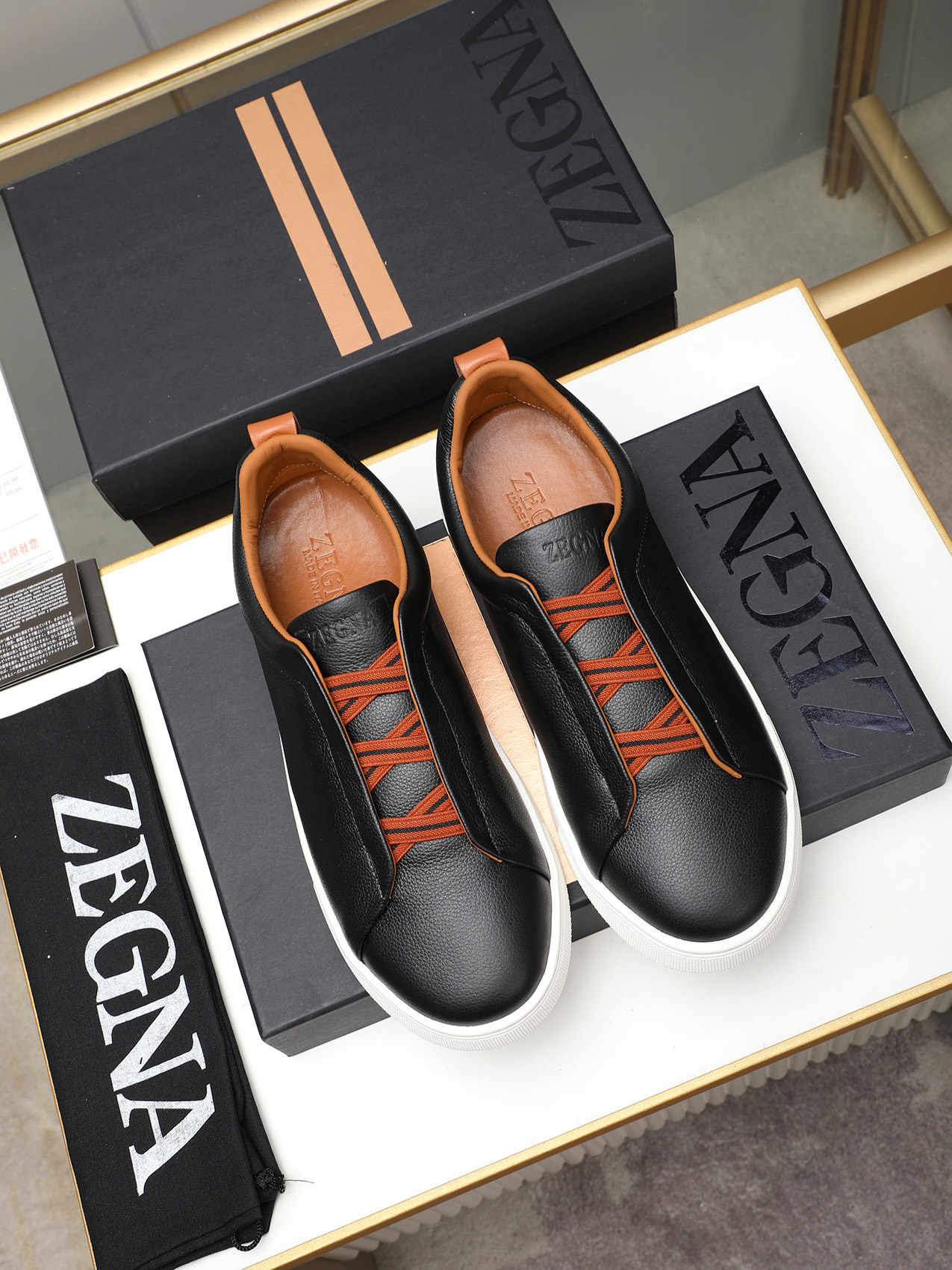 Zegna Men's Black Leather Slip-On Sneakers, Sizes 38-44 - Simple and Classic 8 i1742028536501 9160 0 6