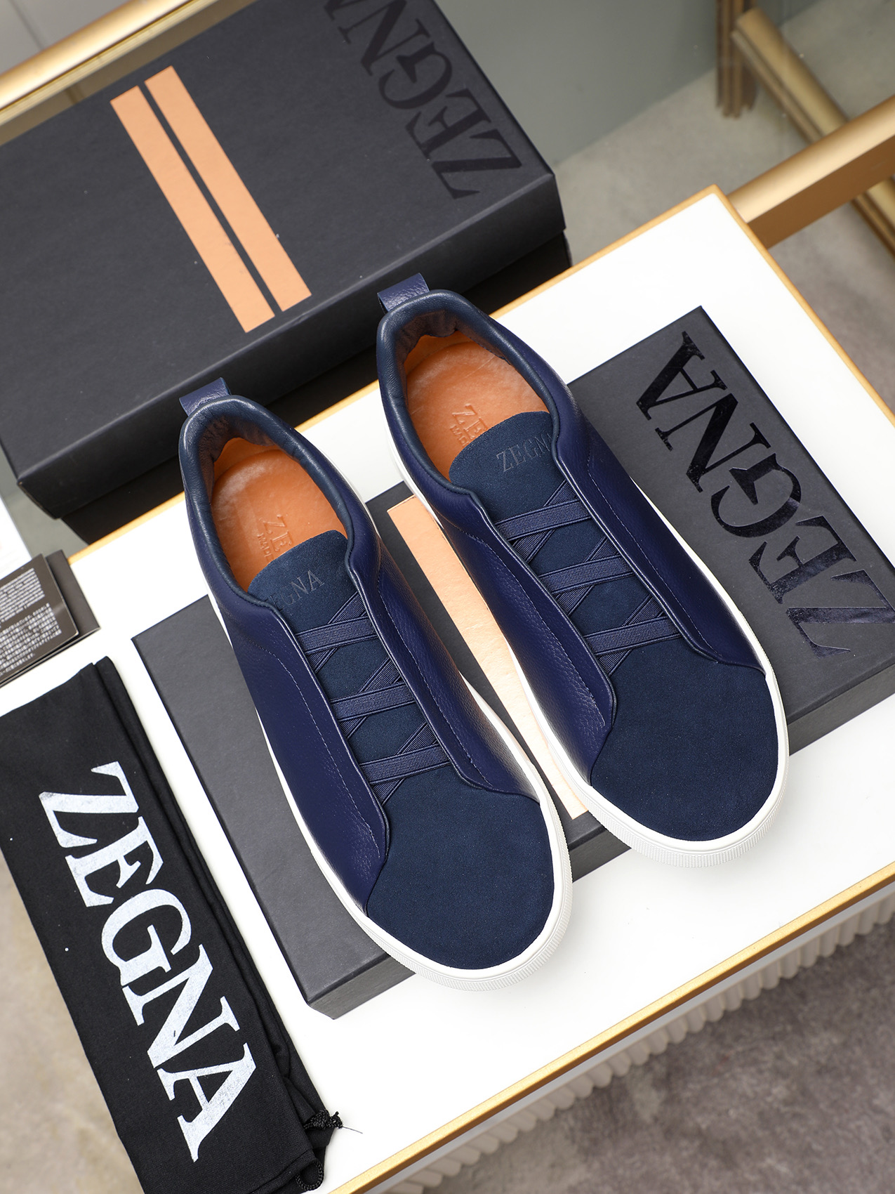 Zegna Men's Leather Slip-On Sneakers. Simple design and comfortable fit! 10 i1742028555875 1981 0 7