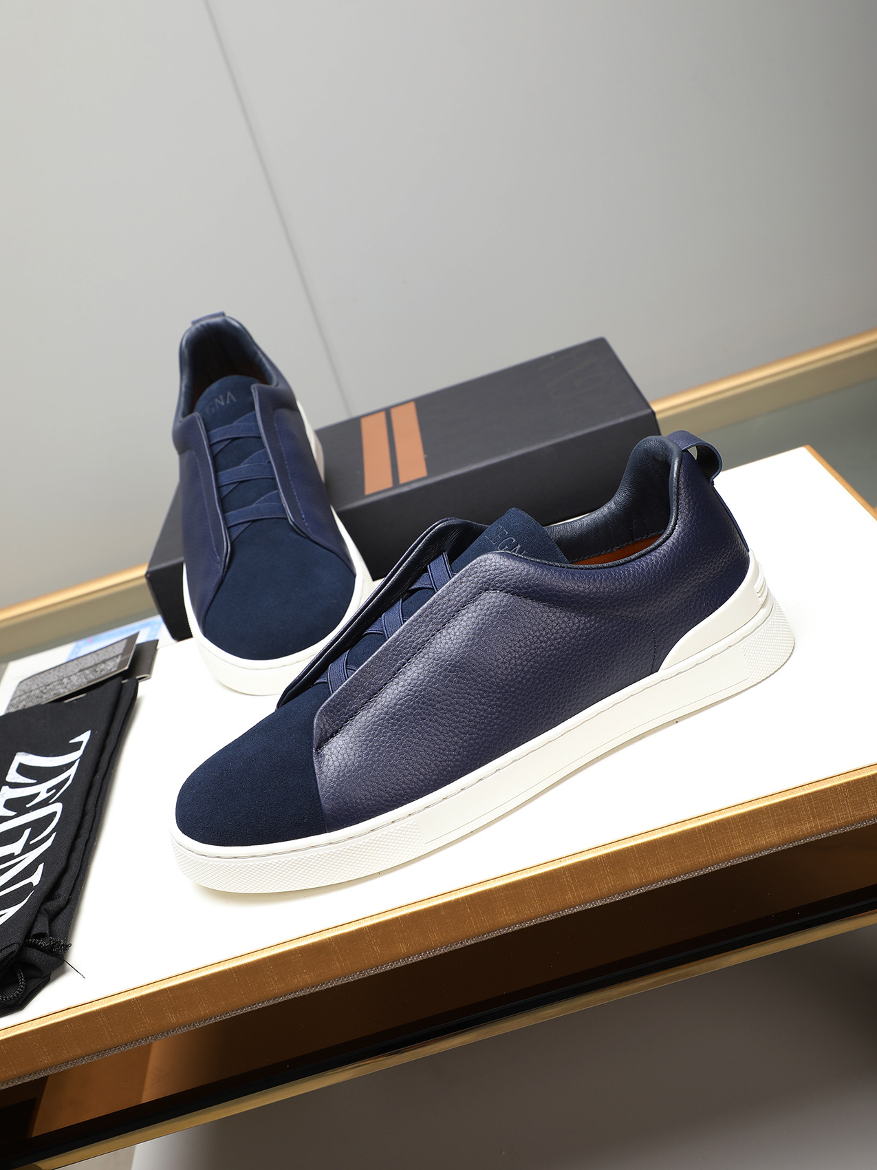 Zegna Men's Leather Slip-On Sneakers. Simple design and comfortable fit! 8 i1742028555876 1481 0 5