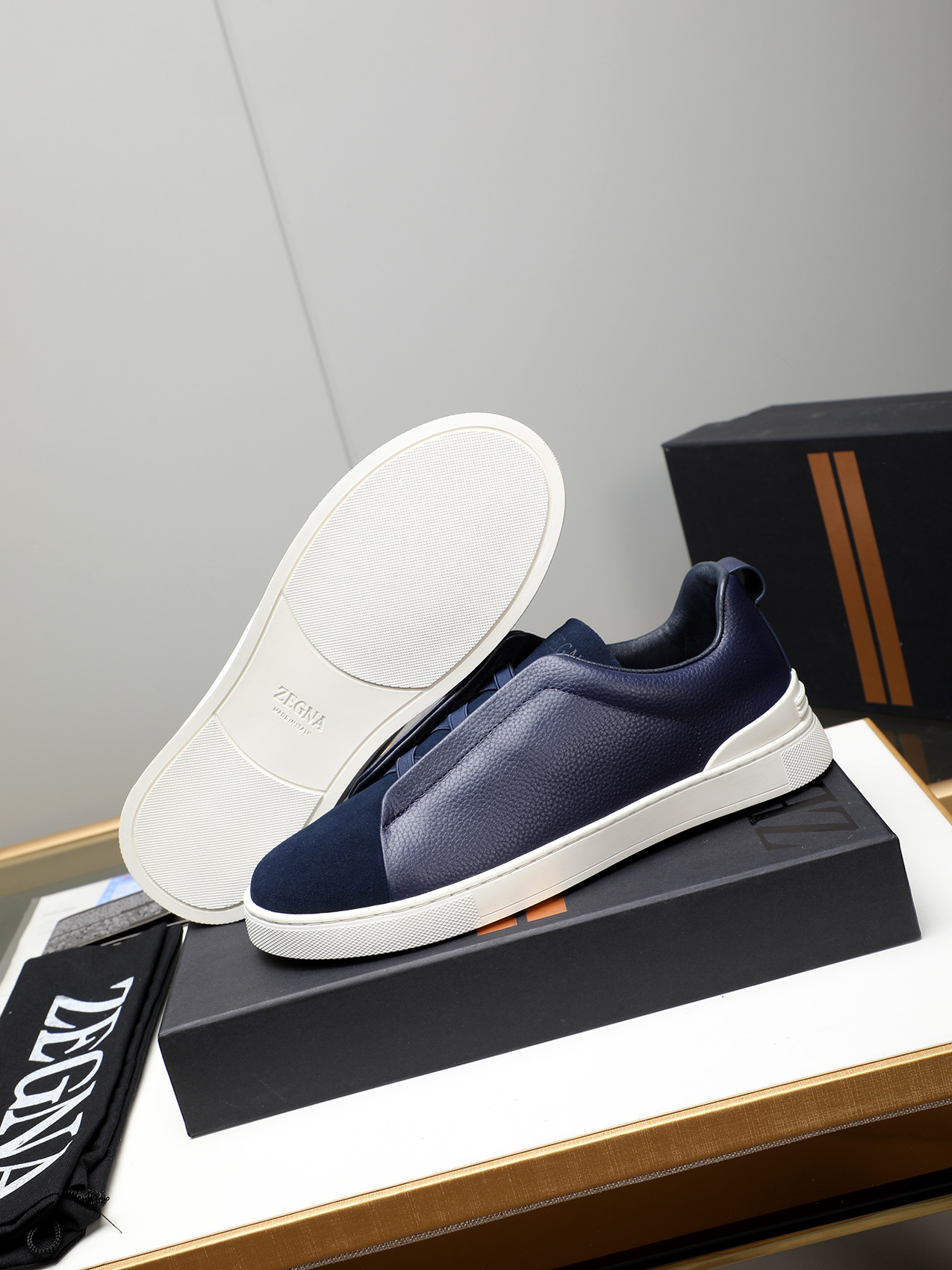 Zegna Men's Leather Slip-On Sneakers. Simple design and comfortable fit! 4 i1742028556314 9800 0 1