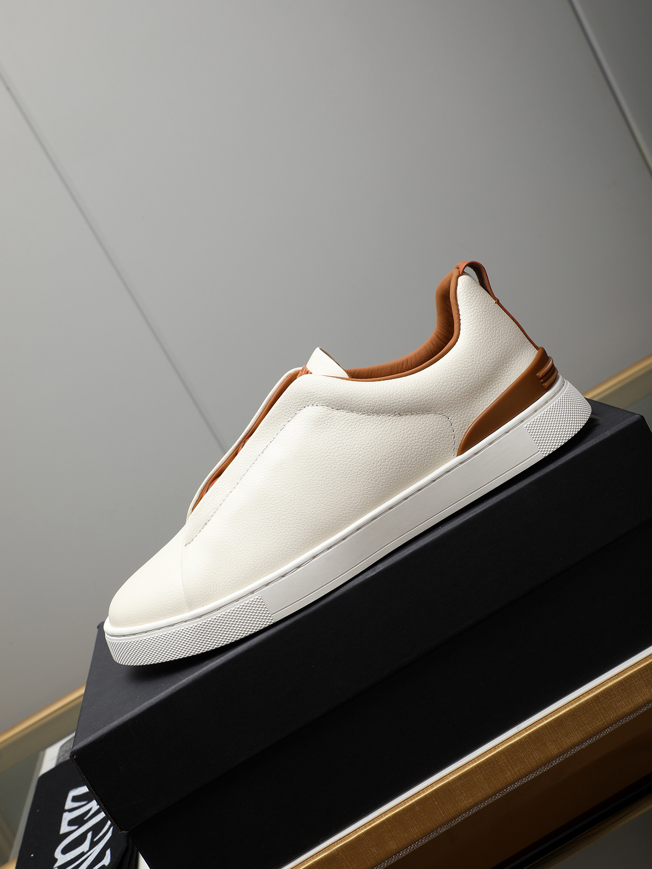 Zegna Men's White Leather Slip-On Sneakers, Sizes 38-44, Classic Fashion 7 i1742028739840 9656 0 5