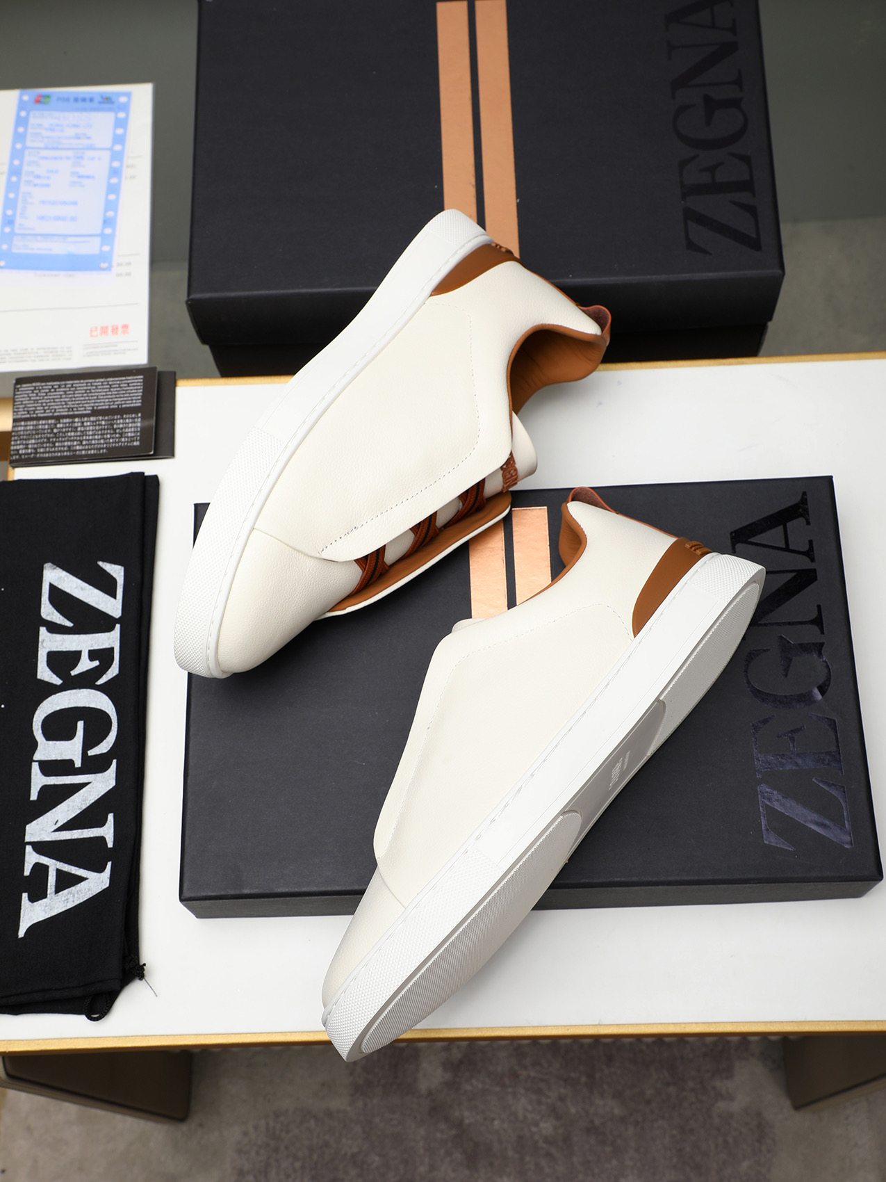 Zegna Men's White Leather Slip-On Sneakers, Sizes 38-44, Classic Fashion 10 i1742028739842 4420 0 8