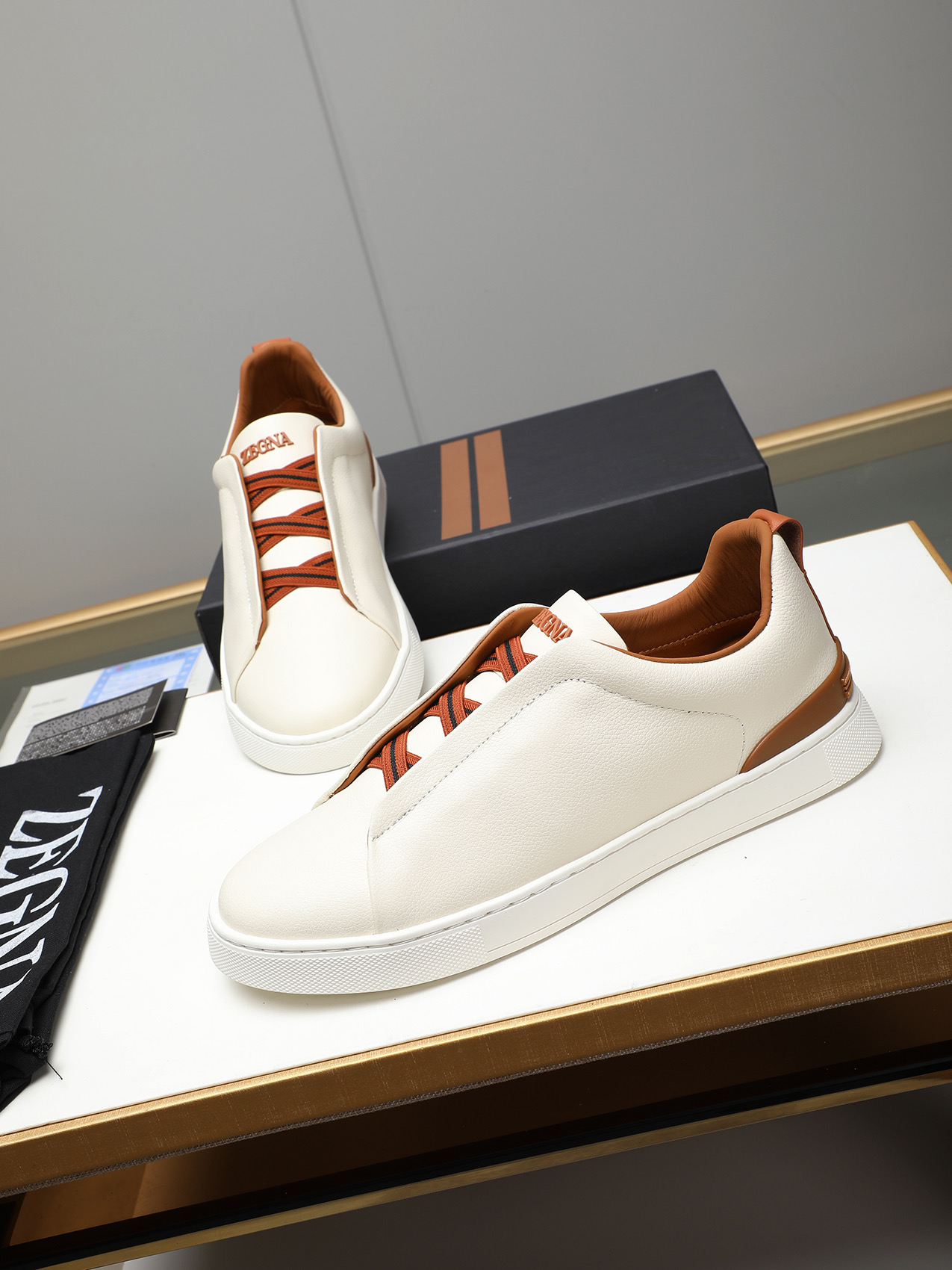 Zegna Men's White Leather Slip-On Sneakers, Sizes 38-44, Classic Fashion 9 i1742028740541 33 0 7