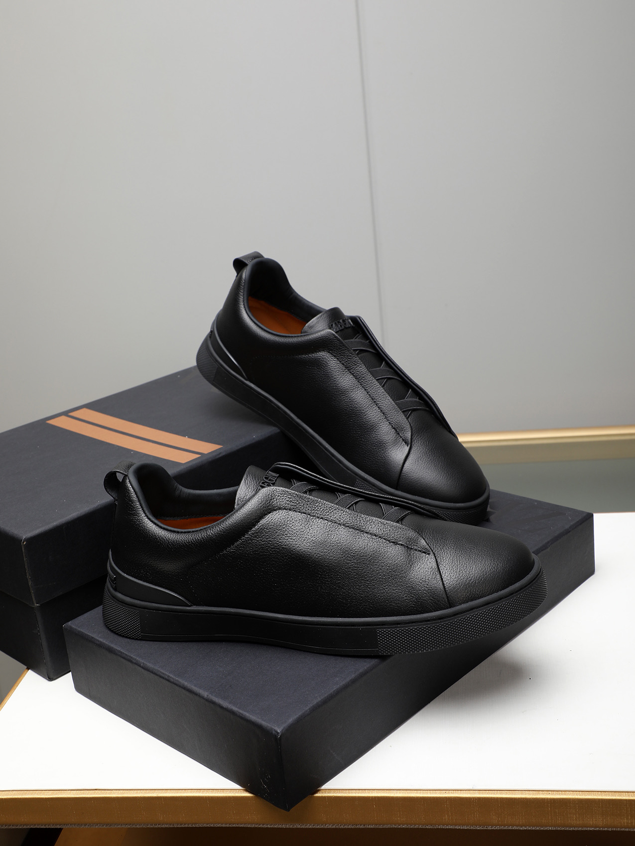 Zegna Men's Black Leather Slip-On Sneakers, Sizes 38-44 5 i1742028755834 4569 0 3