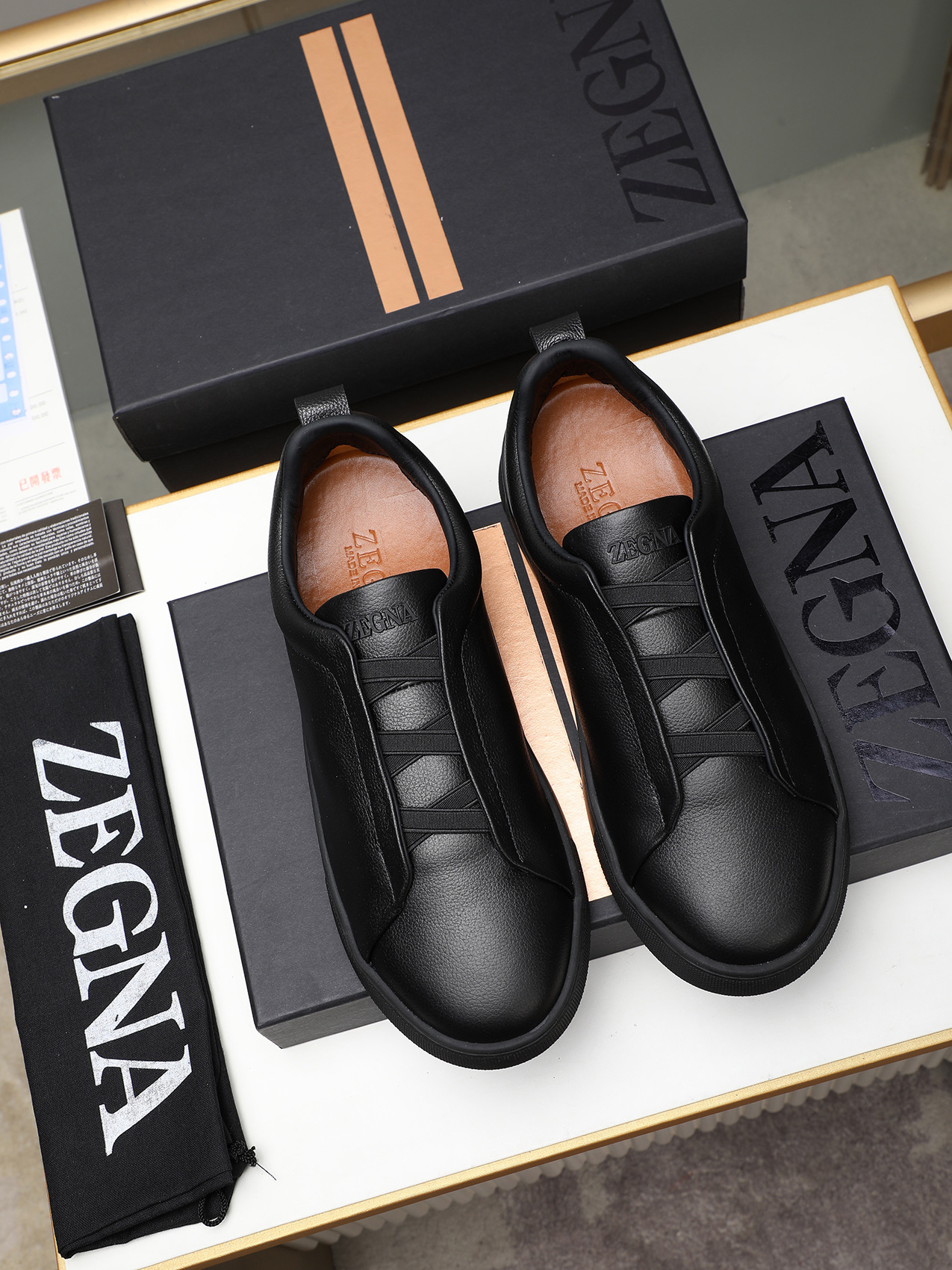 Zegna Men's Black Leather Slip-On Sneakers, Sizes 38-44 8 i1742028755944 5324 0 6