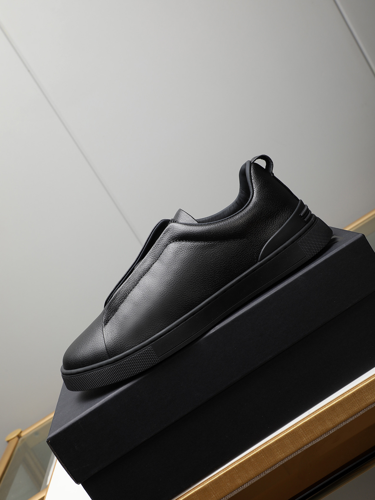 Zegna Men's Black Leather Slip-On Sneakers, Sizes 38-44 7 i1742028756171 1802 0 5