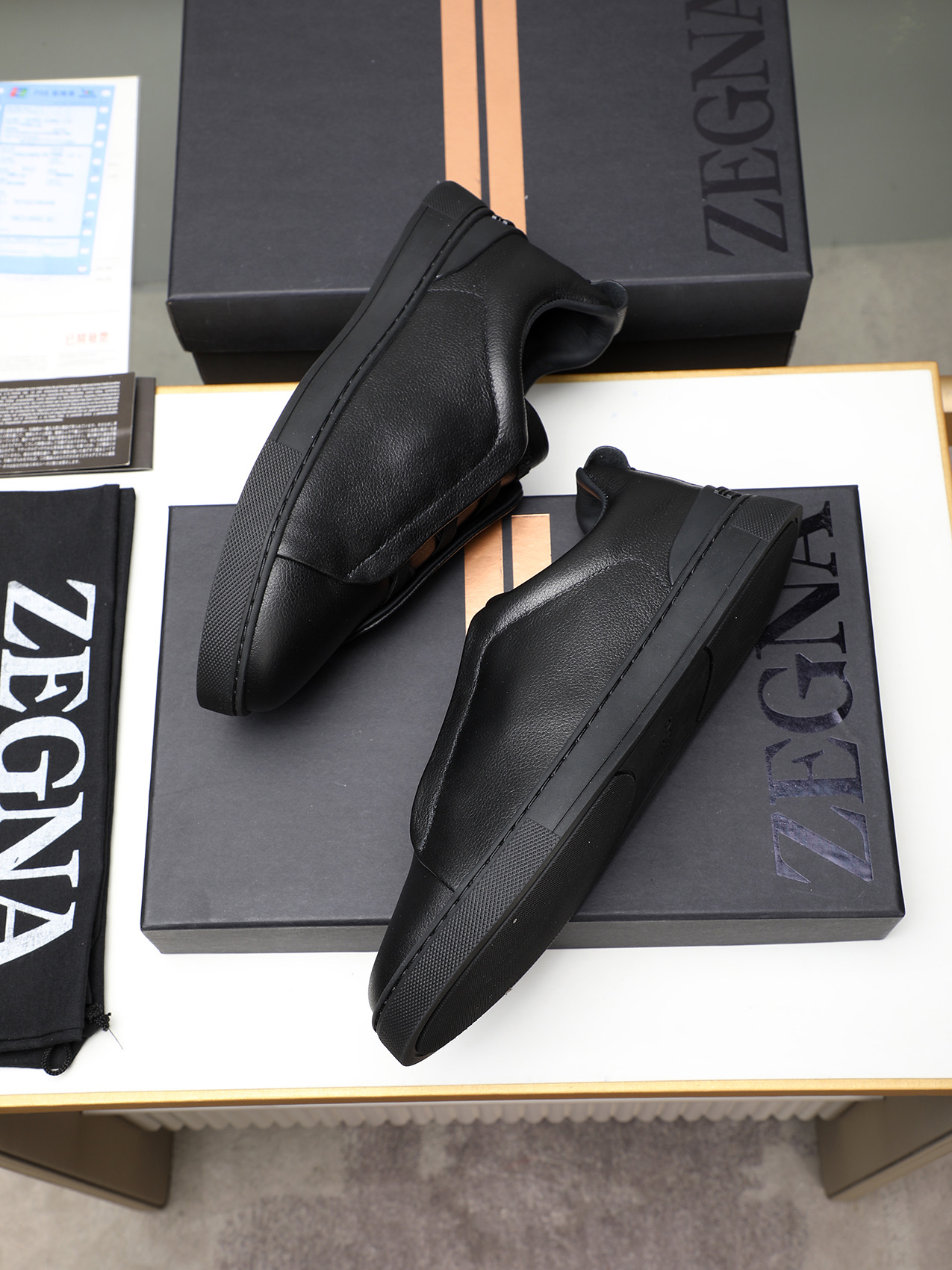 Zegna Men's Black Leather Slip-On Sneakers, Sizes 38-44 10 i1742028756172 1372 0 8