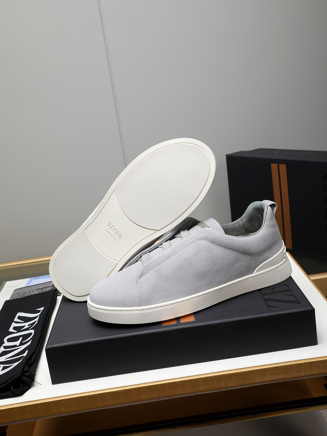 Zegna Men's Light Grey Suede Slip-On Sneakers, Sizes 38-44 4 i1742028849928 3354 0 2