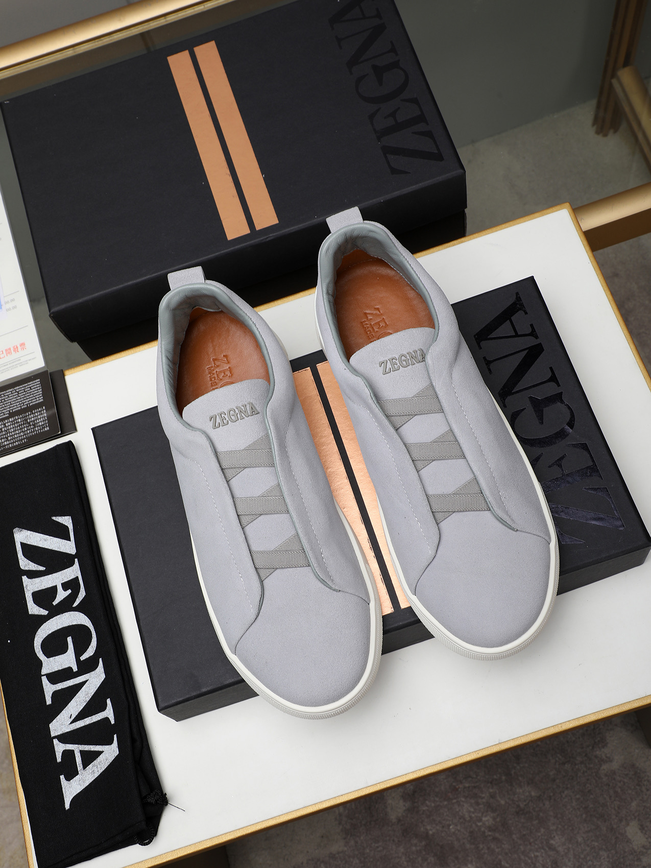 Zegna Men's Light Grey Suede Slip-On Sneakers, Sizes 38-44 9 i1742028849928 4626 0 7