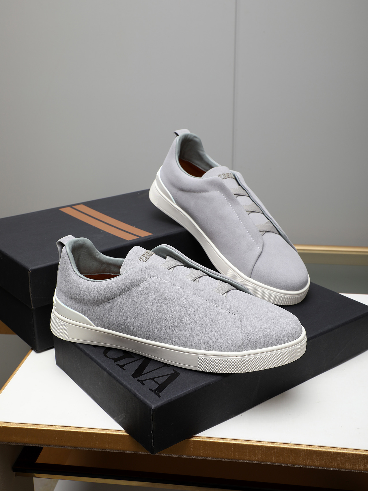 Zegna Men's Light Grey Suede Slip-On Sneakers, Sizes 38-44 5 i1742028849928 5053 0 3