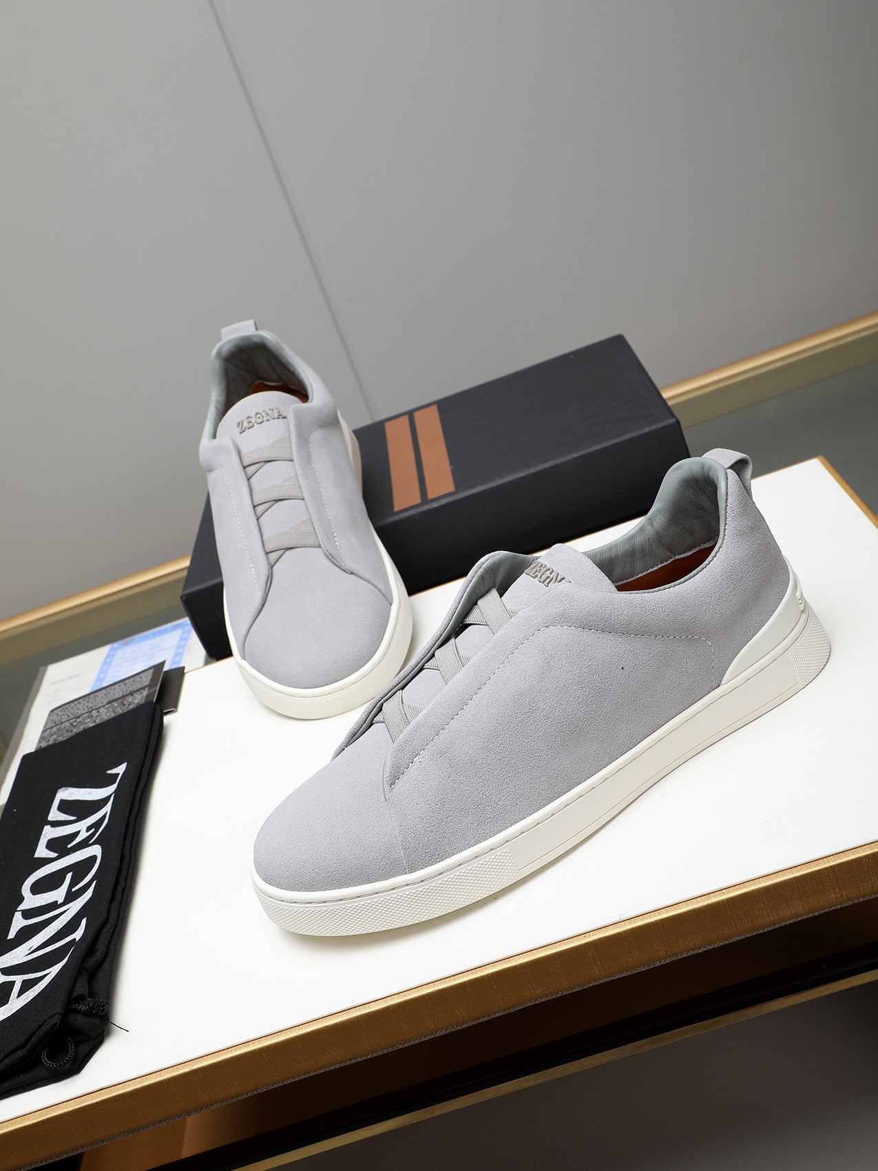 Zegna Men's Light Grey Suede Slip-On Sneakers, Sizes 38-44 8 i1742028849929 3670 0 6