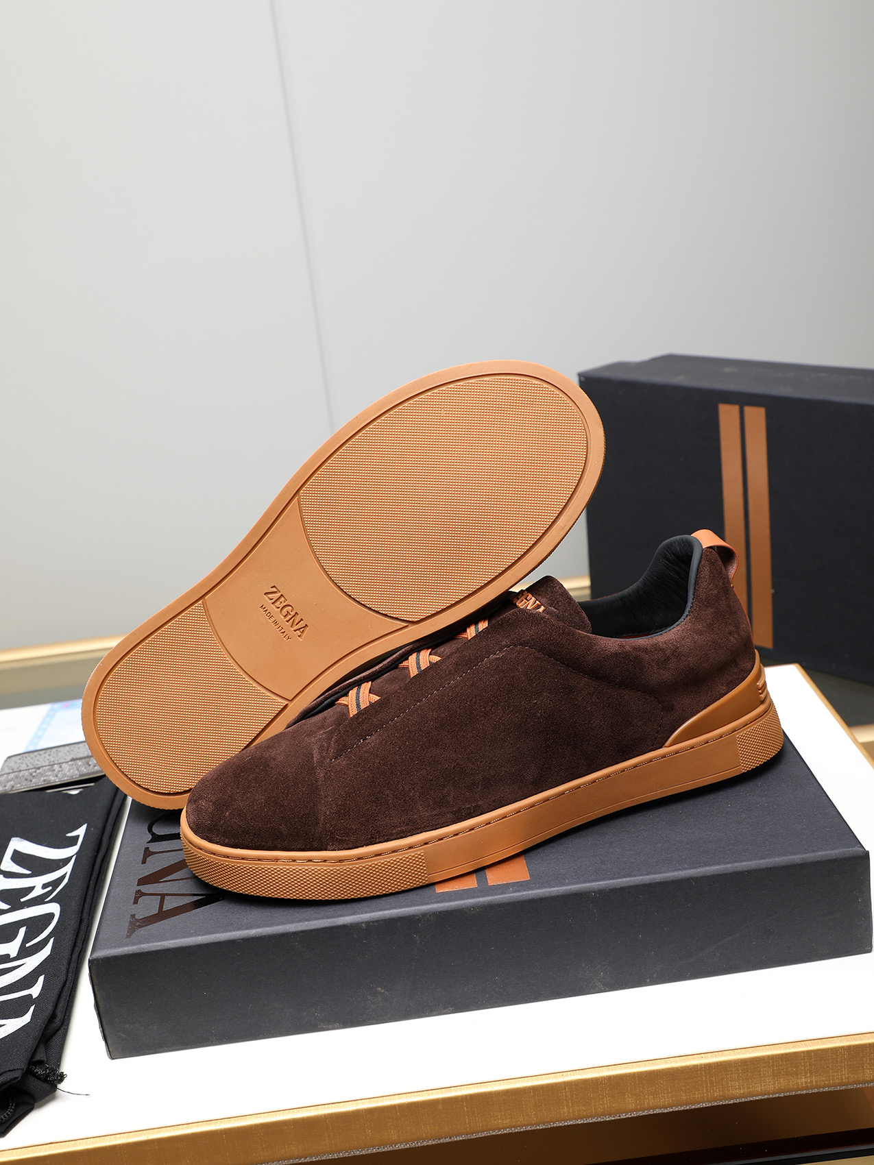 Zegna Men's Brown Suede Slip-On Sneakers, Sizes 38-44, Comfortable and Stylish 4 i1742028871372 2727 0 2