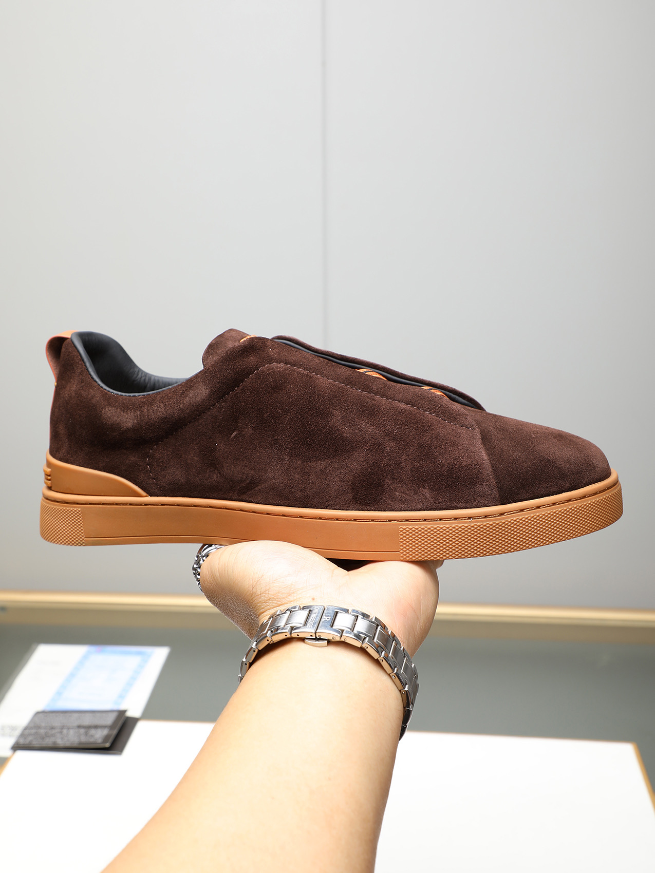 Zegna Men's Brown Suede Slip-On Sneakers, Sizes 38-44, Comfortable and Stylish