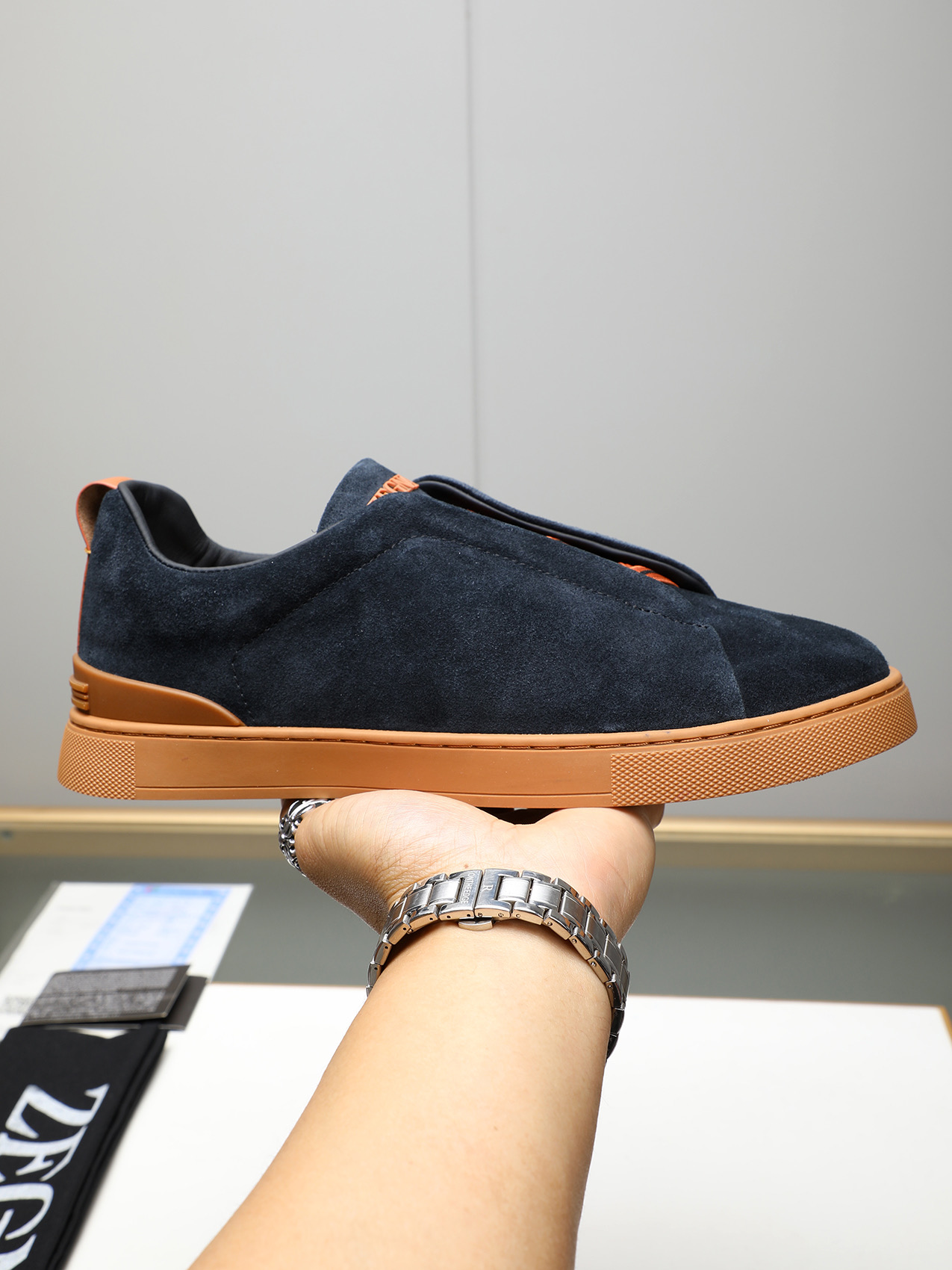 Zegna Luxury Men's Leather Slip-On Sneakers, Comfortable and Stylish