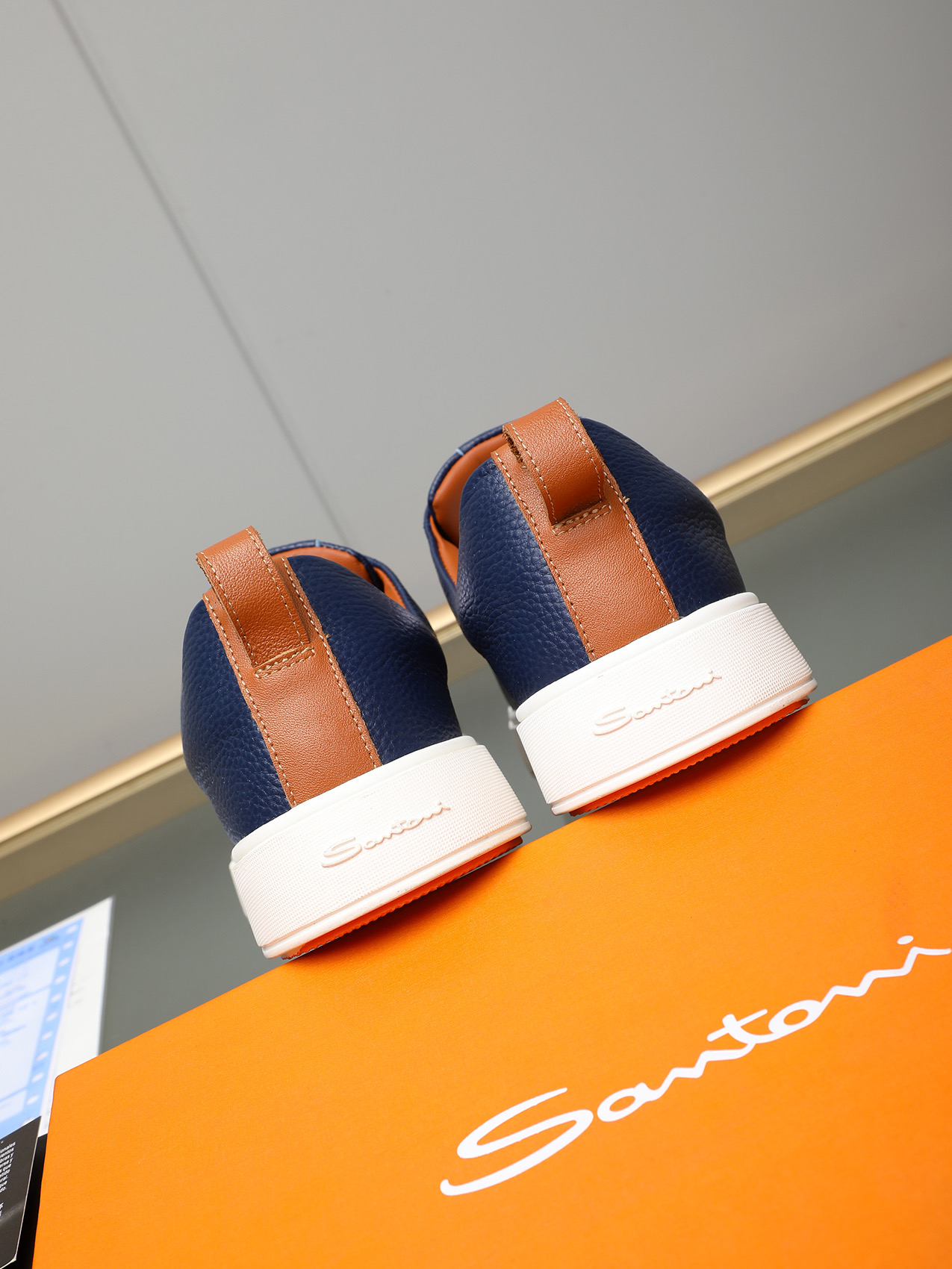 Santoni Men's Blue Leather Slip-On Sneakers - Casual Comfort & Style 6 i1742029230038 6316 0 4