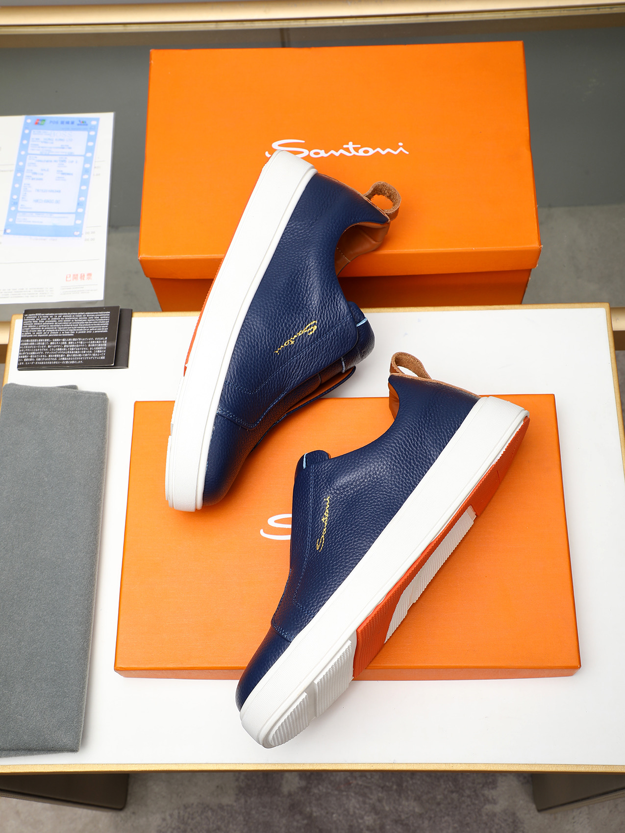 Santoni Men's Blue Leather Slip-On Sneakers - Casual Comfort & Style 9 i1742029230731 8924 0 7