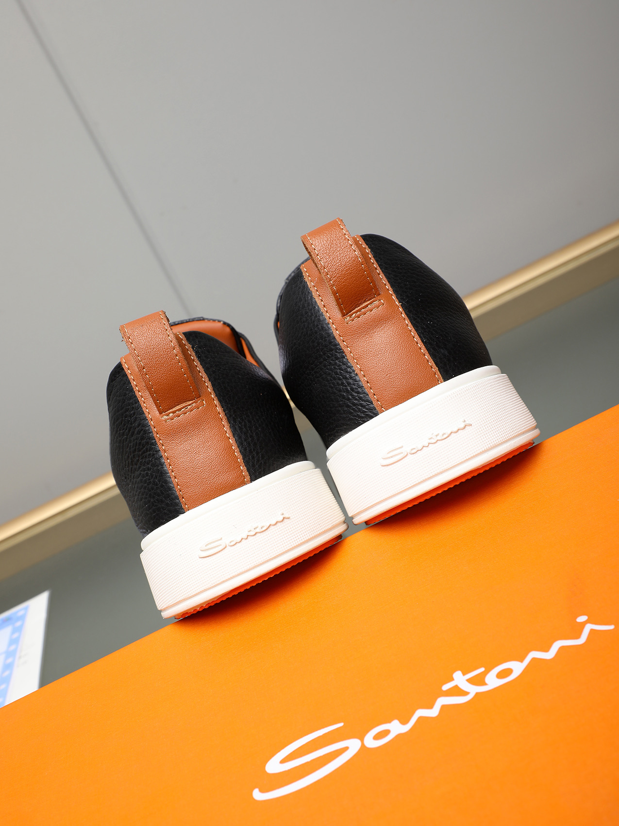 Santoni Men's Black Leather Slip-On Sneakers - Italian Craftsmanship 6 i1742029250605 9017 0 4