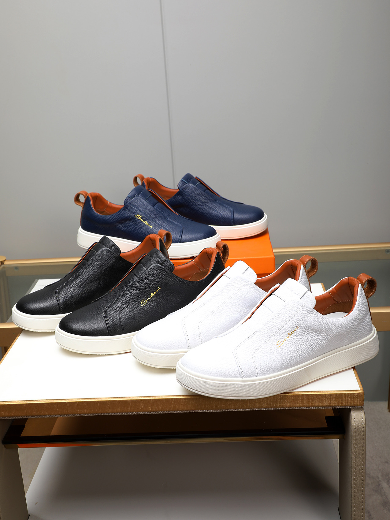 Santoni Men's Black Leather Slip-On Sneakers - Italian Craftsmanship 10 i1742029251236 9571 0 8