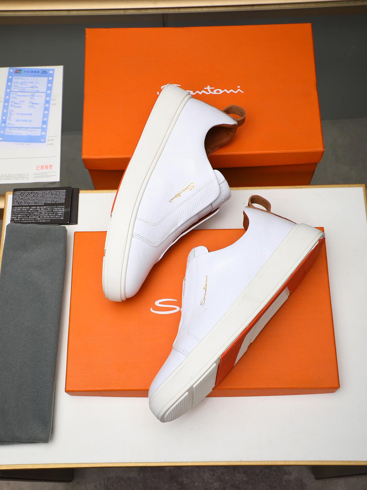 Santoni Men's White Leather Slip-On Sneakers - Casual Comfort & Style 10 i1742029270723 7434 0 8