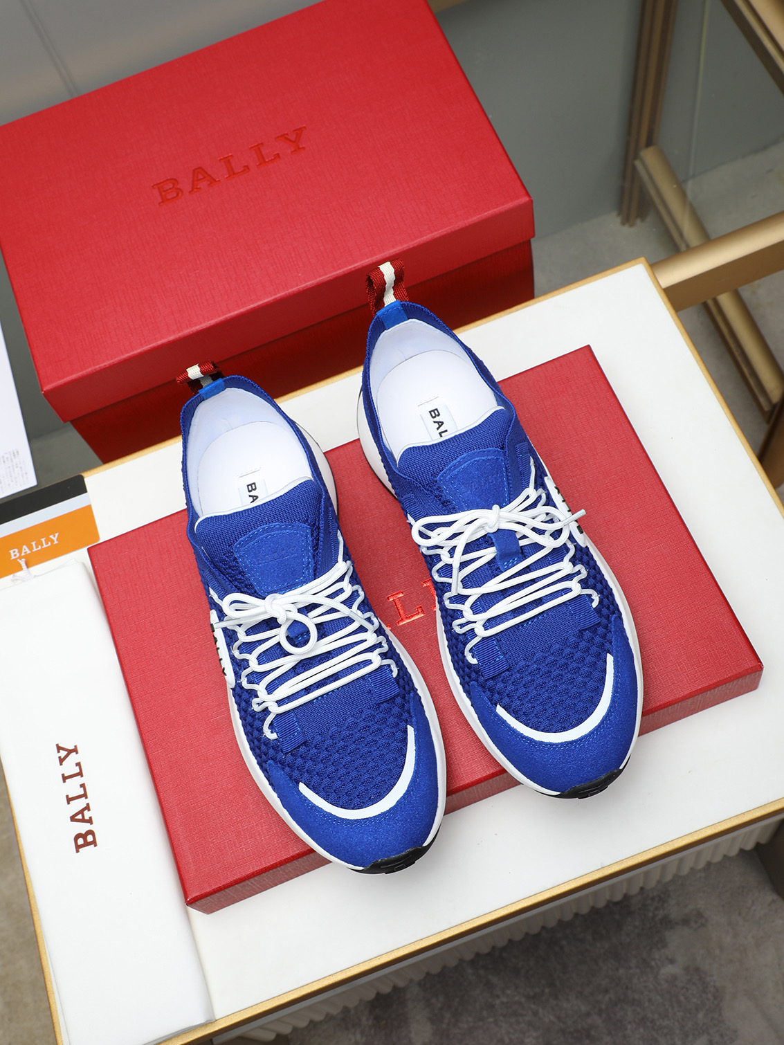 Bally Men's Blue Leather & Mesh Sneakers with Logo Detail 9 i1742288907735 7201 0 7