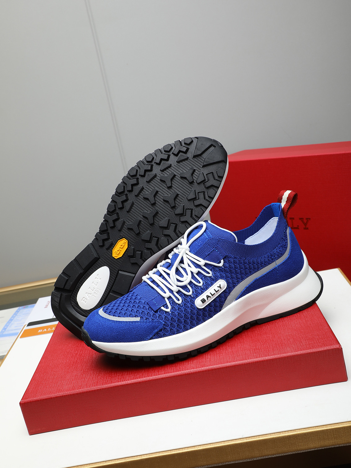 Bally Men's Blue Leather & Mesh Sneakers with Logo Detail 4 i1742288907736 4723 0 2