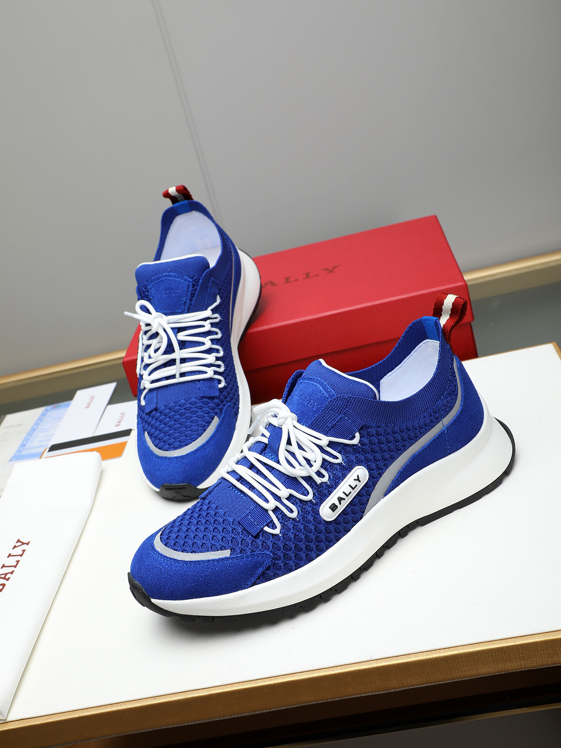 Bally Men's Blue Leather & Mesh Sneakers with Logo Detail 8 i1742288911626 6311 0 6