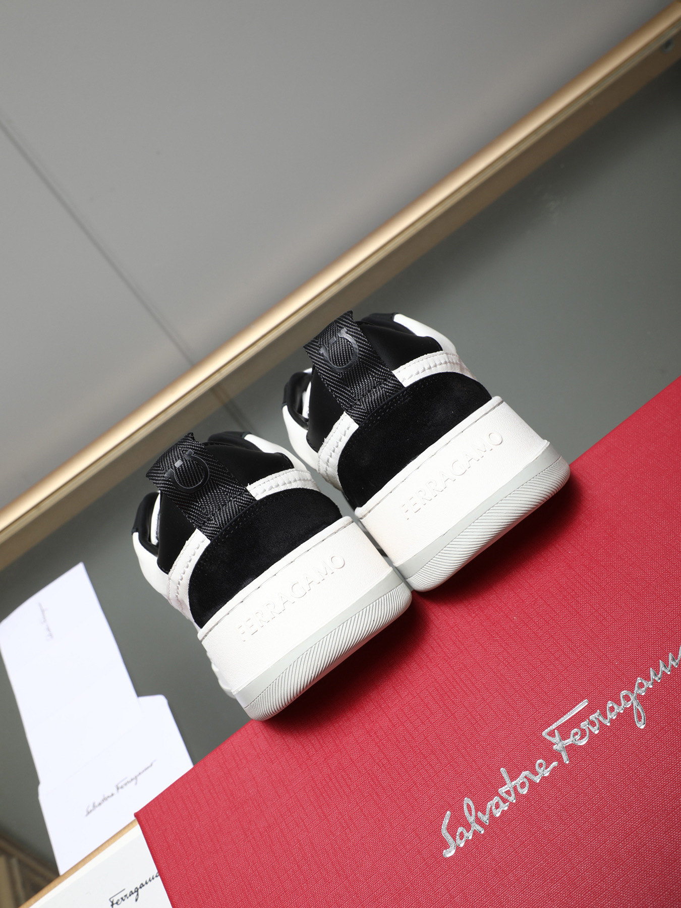 Ferragamo Men's Leather Low-Top Casual Sneakers, Thick Sole, Modern Style 6 i1742632466957 9824 0 4