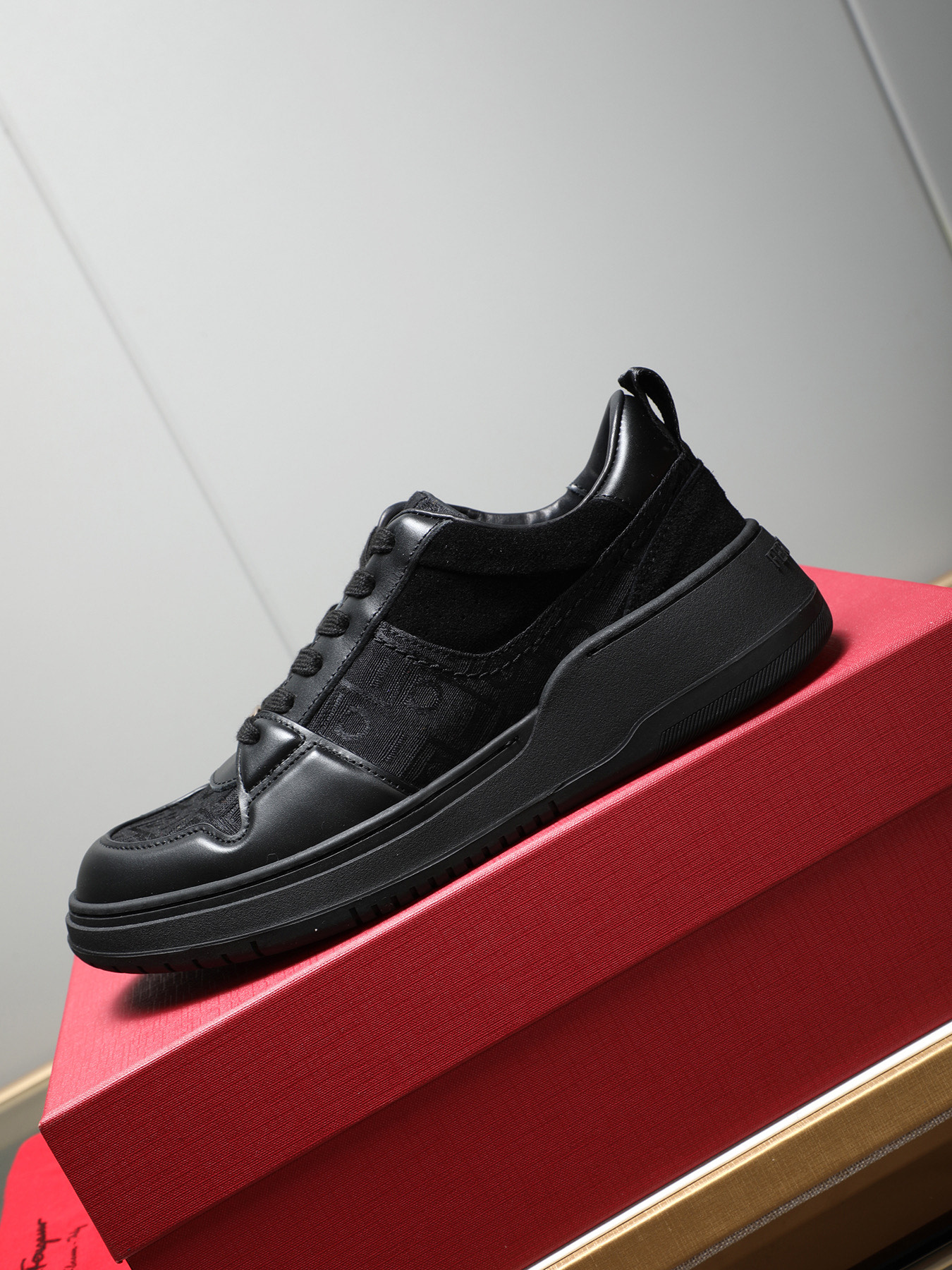 Ferragamo Men's Black Leather Low-Top Sneakers with FF Logo - Size 39-44 10 i1742632678106 5291 0 8