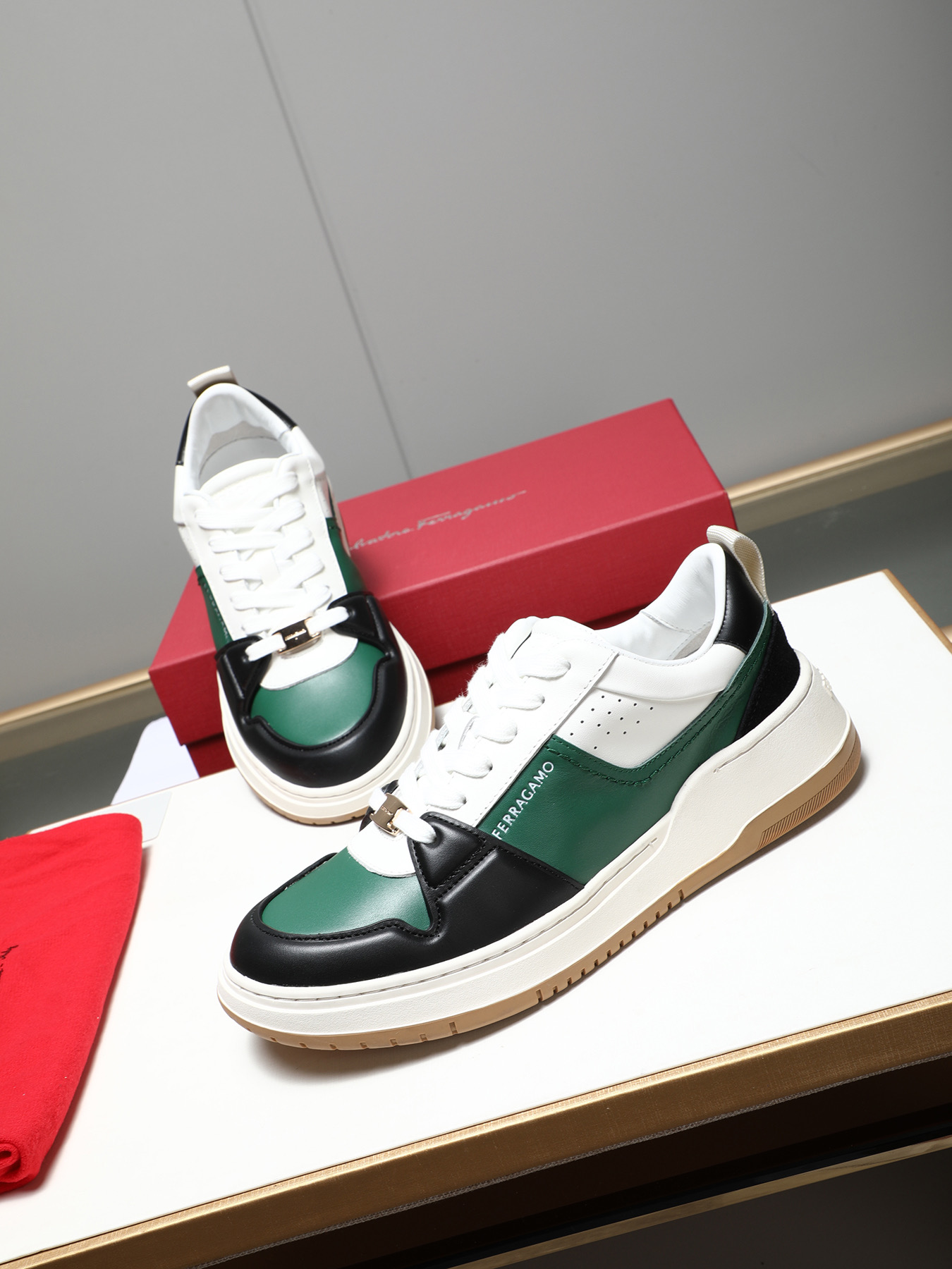 Ferragamo Men's Leather Low-Top Casual Sneakers - Modern Urban Style 9 i1742632742083 1615 0 7