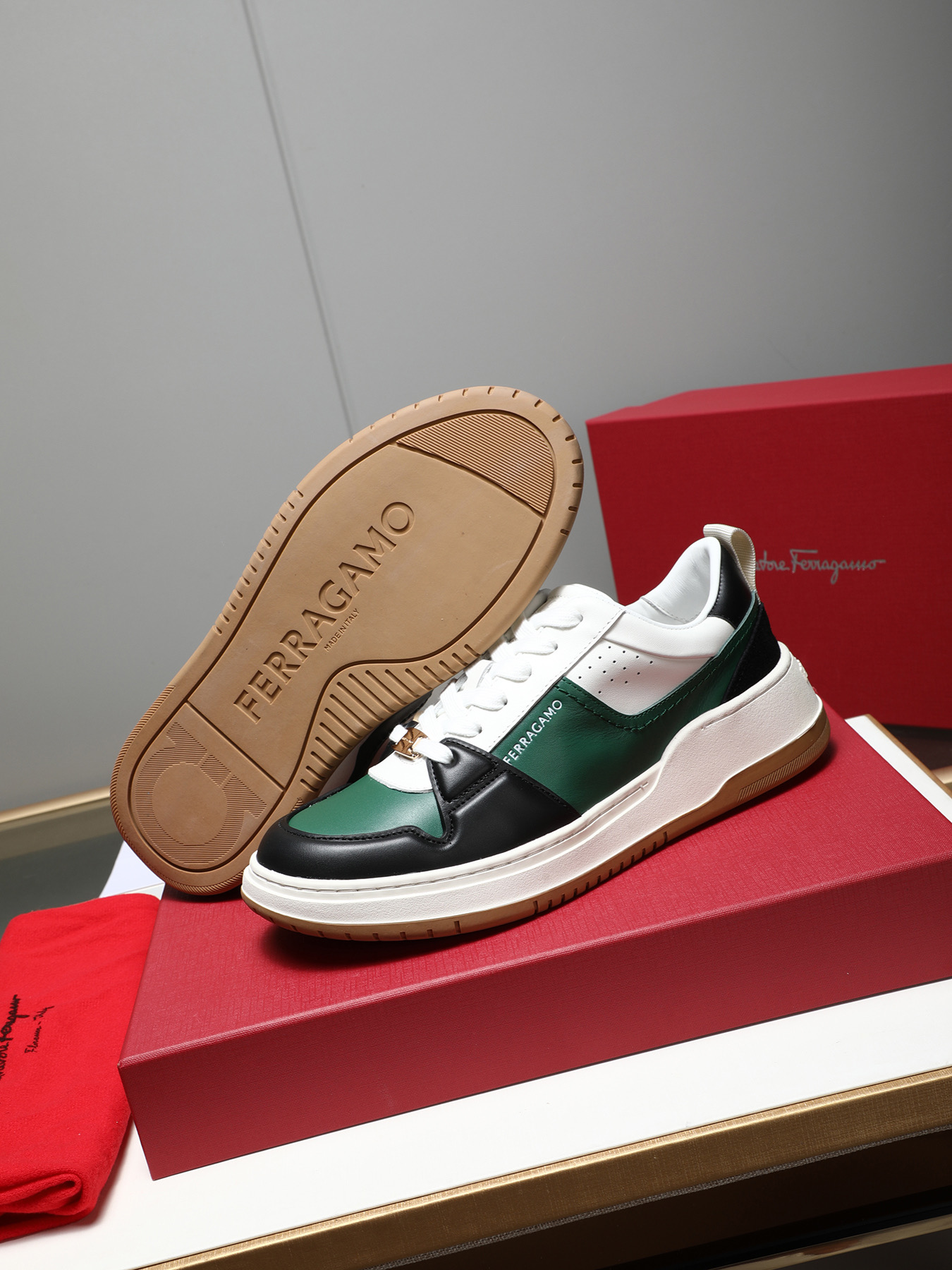 Ferragamo Men's Leather Low-Top Casual Sneakers - Modern Urban Style 4 i1742632742084 4282 0 2