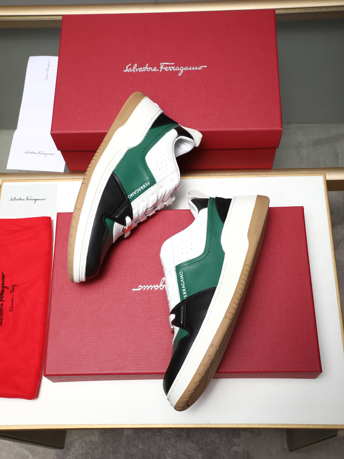 Ferragamo Men's Leather Low-Top Casual Sneakers - Modern Urban Style 8 i1742632742085 8677 0 6