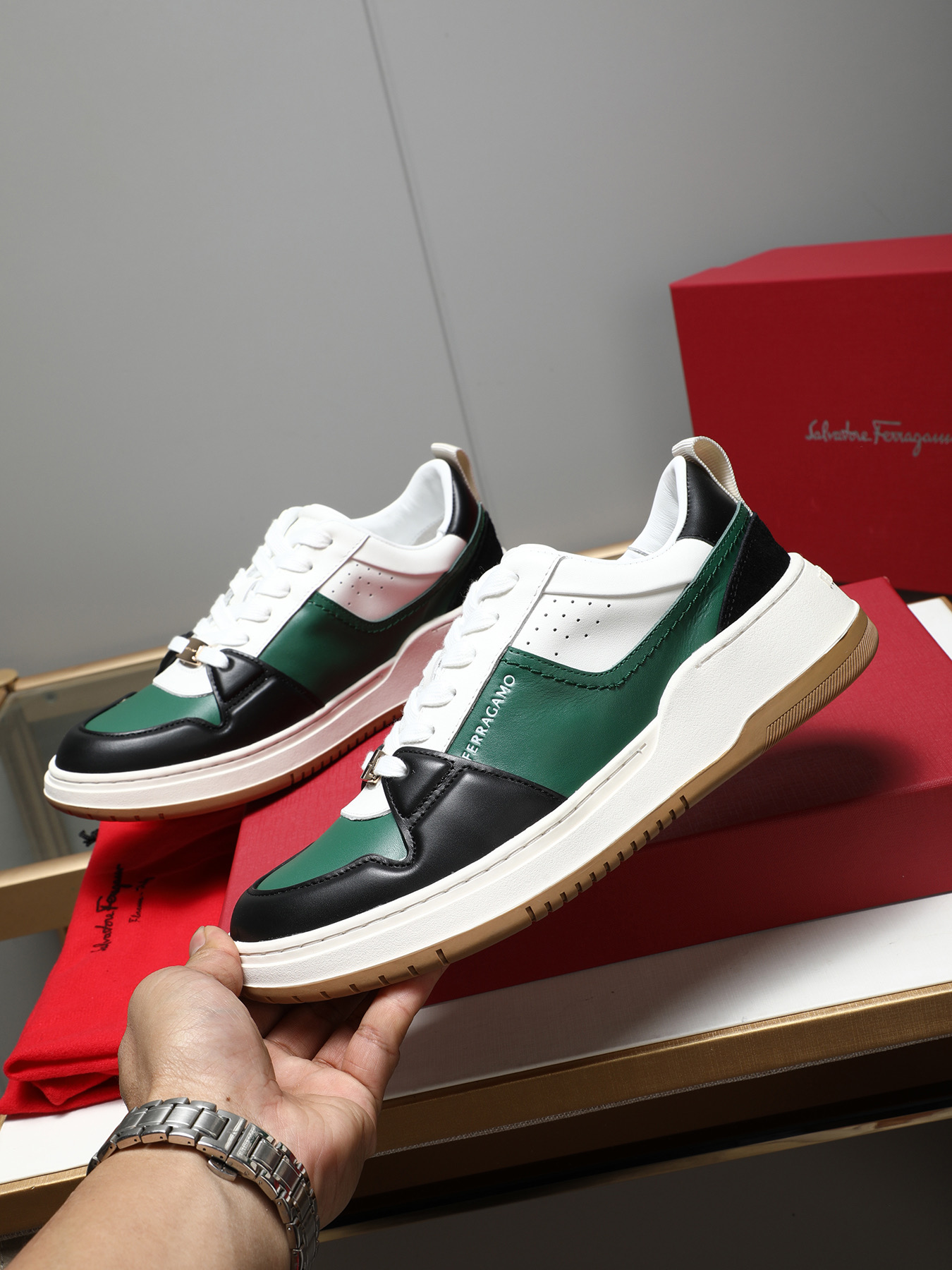 Ferragamo Men's Leather Low-Top Casual Sneakers - Modern Urban Style 3 i1742632742472 2361 0 1