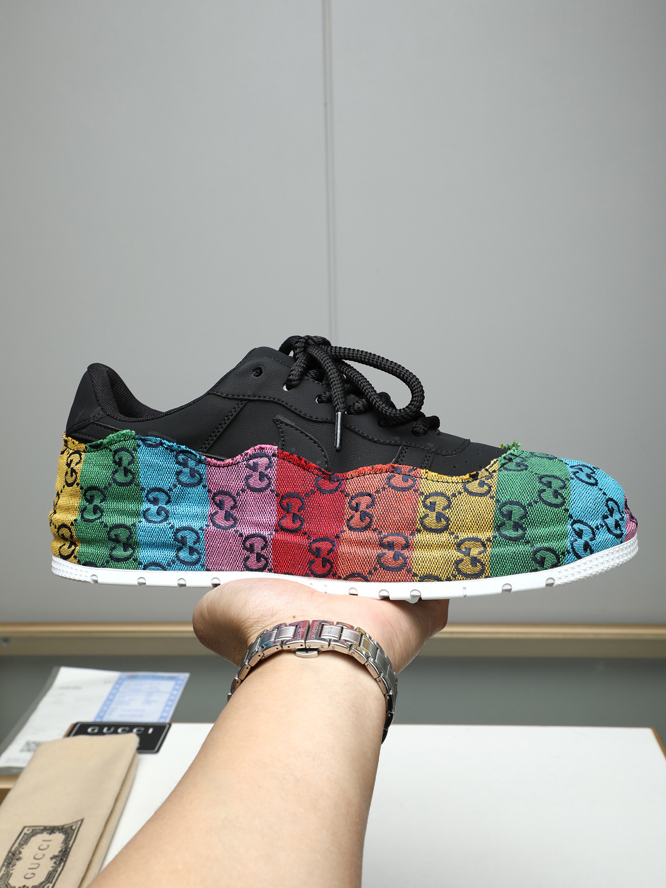 Gucci Rainbow Monogram Sneakers - Leather Upper, Comfortable Fit (Sizes 38-44) 2 i1742634135604 3602 0 0