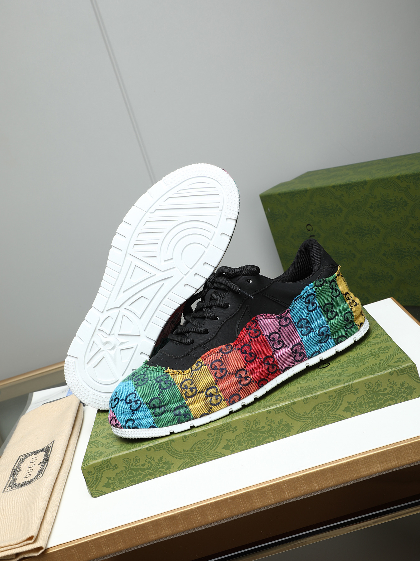 Gucci Rainbow Monogram Sneakers - Leather Upper, Comfortable Fit (Sizes 38-44) 4 i1742634135758 4979 0 2